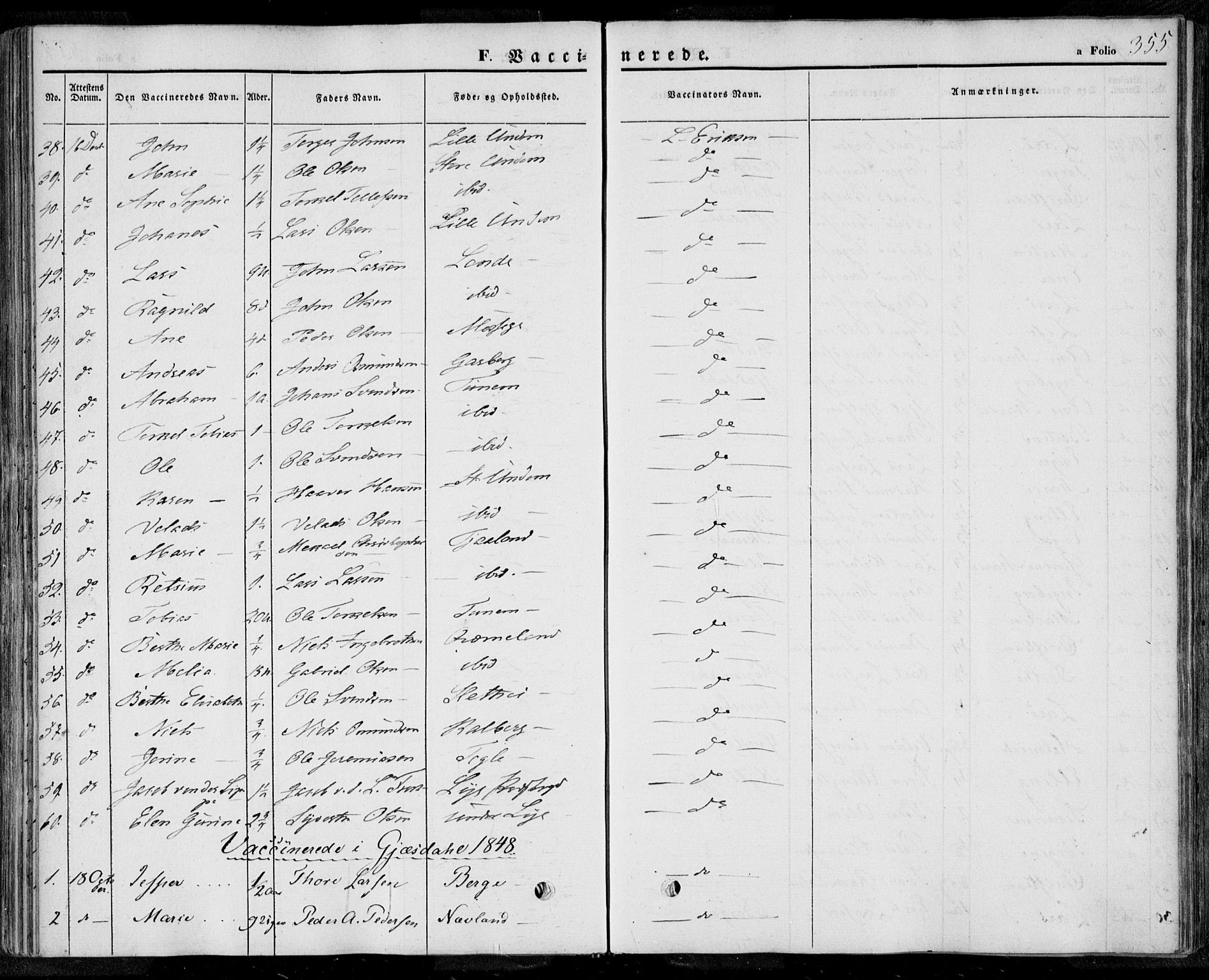 Lye sokneprestkontor, SAST/A-101794/001/30BA/L0006: Parish register (official) no. A 5.2, 1842-1855, p. 355