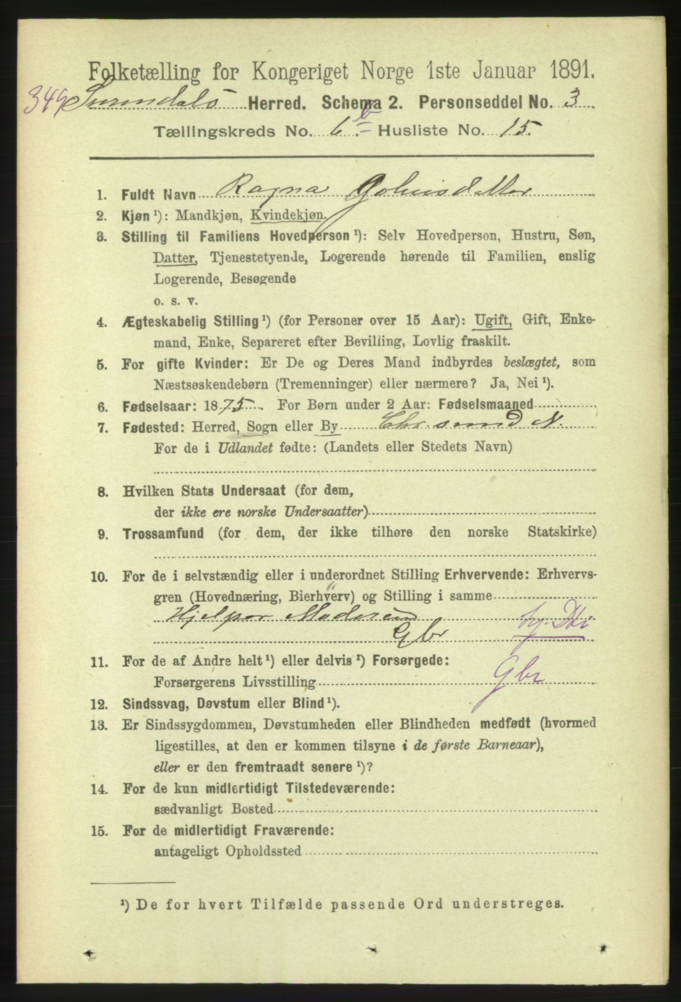 RA, 1891 census for 1566 Surnadal, 1891, p. 1763