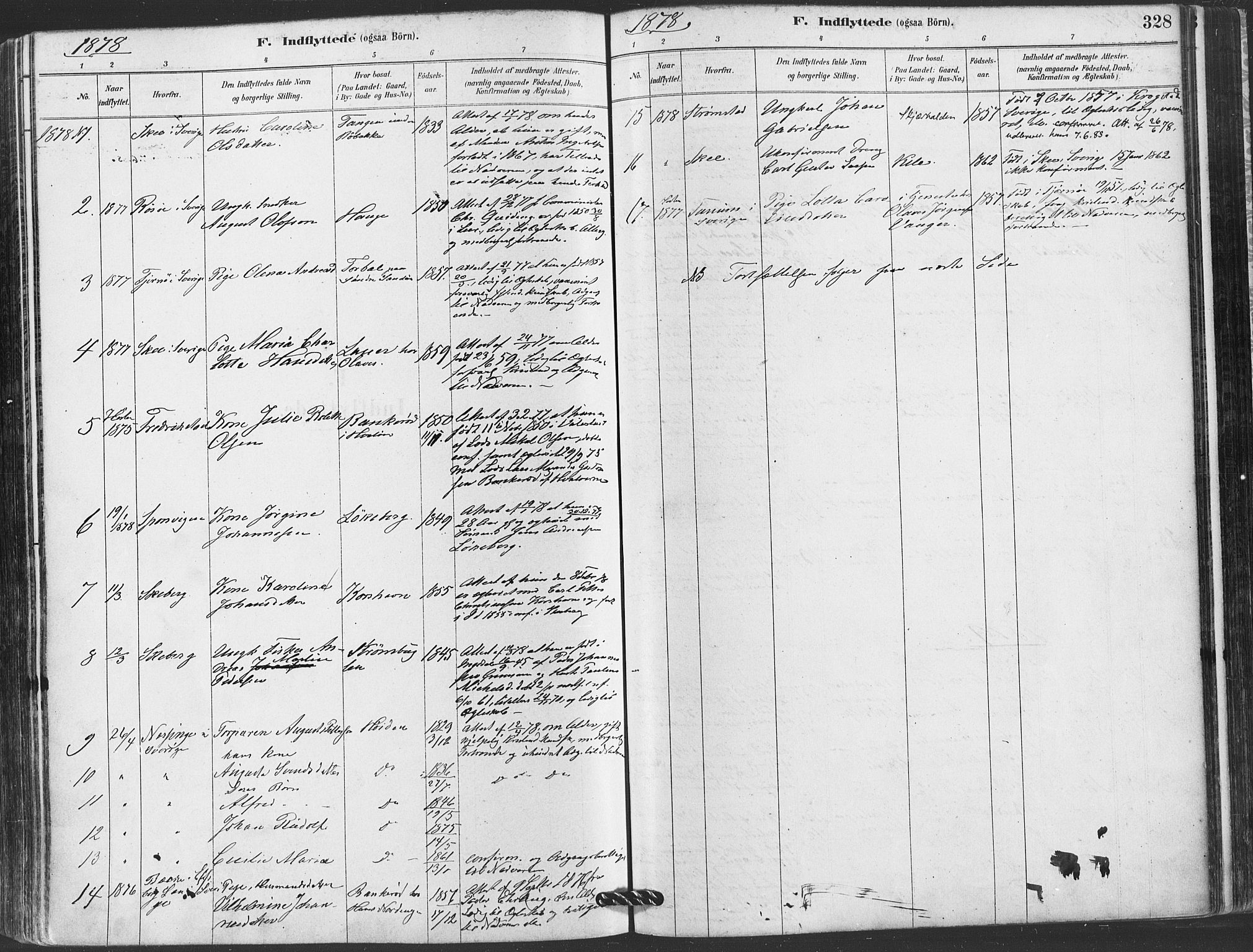Hvaler prestekontor Kirkebøker, SAO/A-2001/F/Fa/L0008: Parish register (official) no. I 8, 1878-1895, p. 328