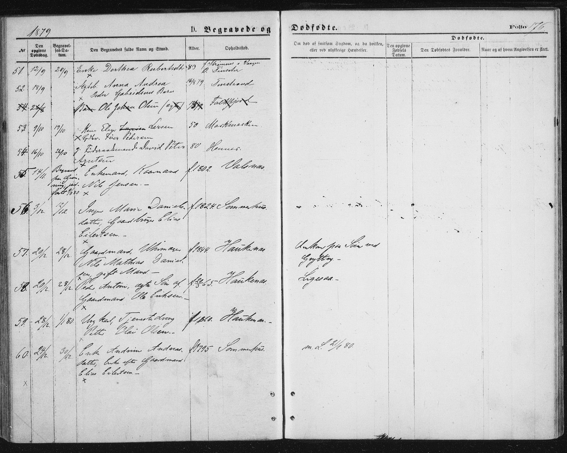 Ministerialprotokoller, klokkerbøker og fødselsregistre - Nordland, AV/SAT-A-1459/888/L1243: Parish register (official) no. 888A09, 1876-1879, p. 176