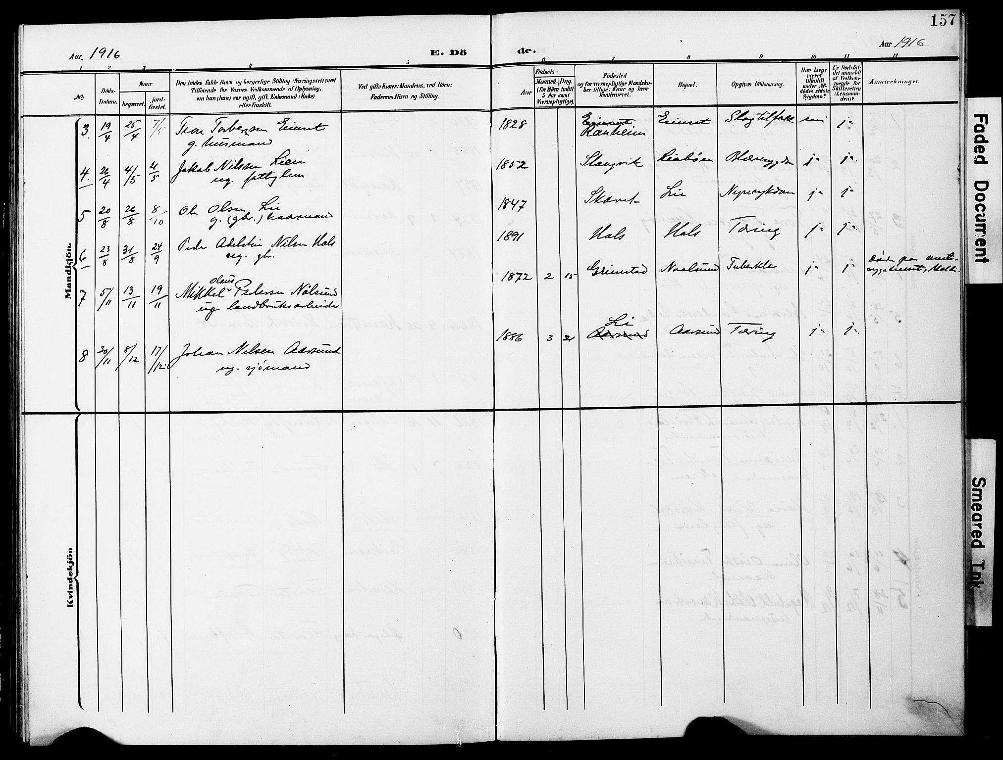 Ministerialprotokoller, klokkerbøker og fødselsregistre - Møre og Romsdal, AV/SAT-A-1454/587/L1001: Parish register (copy) no. 587C01, 1906-1927, p. 157