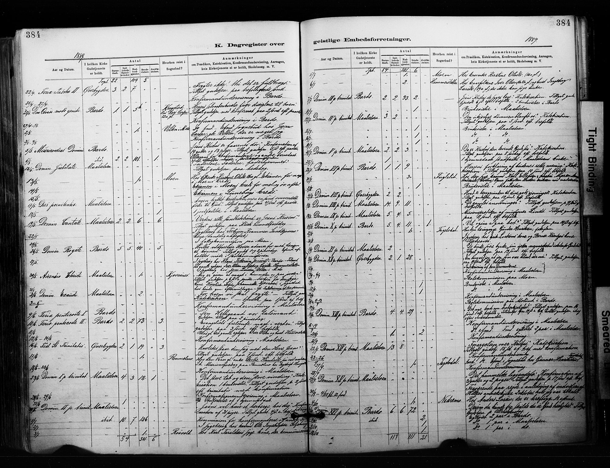 Målselv sokneprestembete, SATØ/S-1311/G/Ga/Gaa/L0007kirke: Parish register (official) no. 7, 1884-1903, p. 384