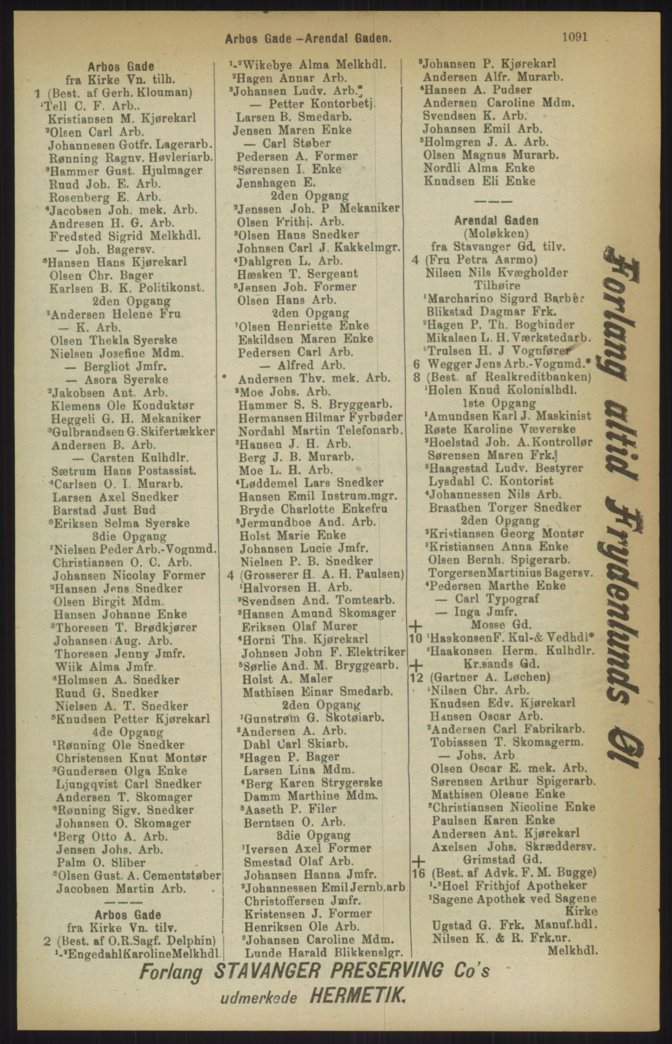 Kristiania/Oslo adressebok, PUBL/-, 1911, p. 1091