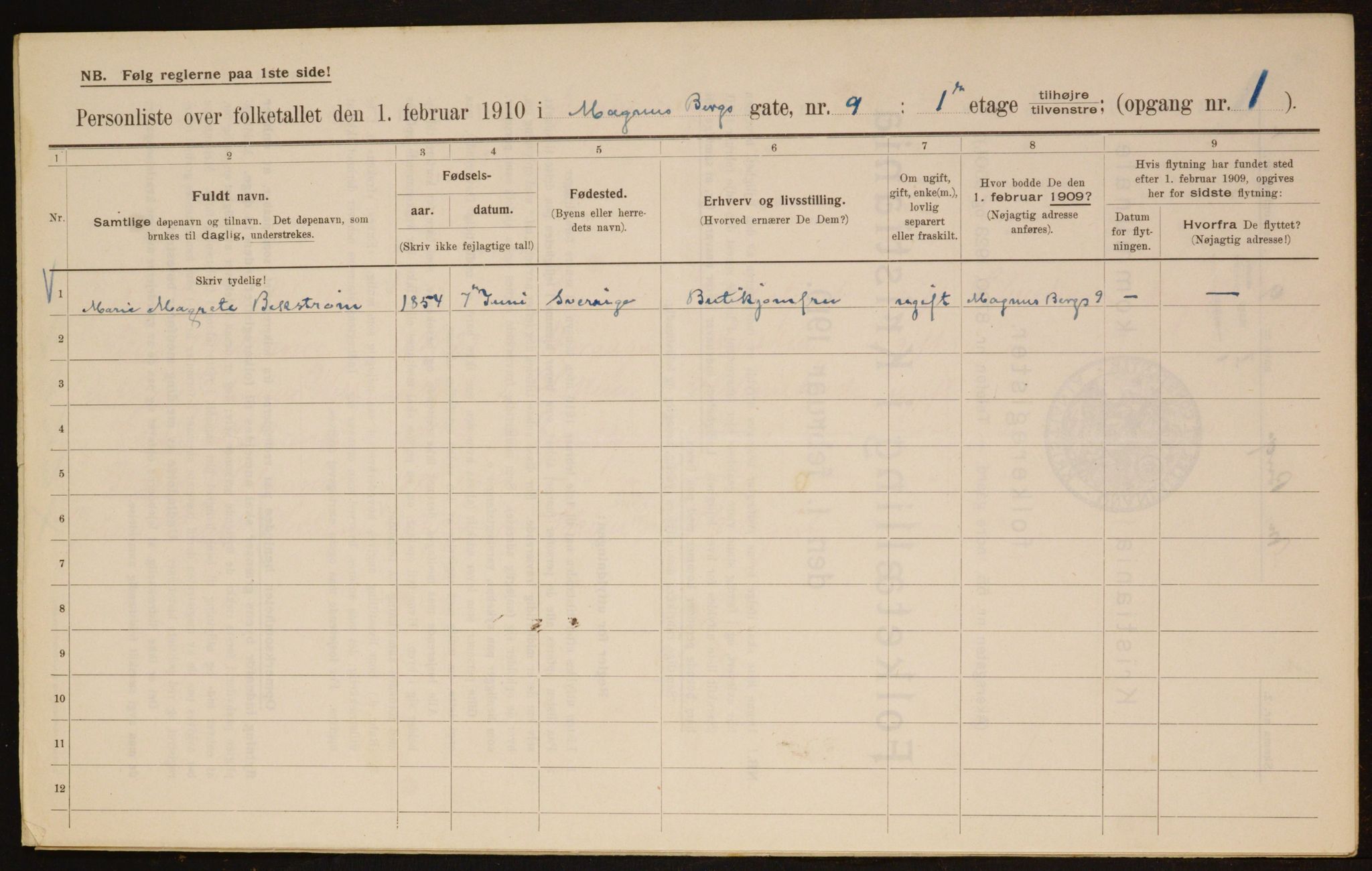 OBA, Municipal Census 1910 for Kristiania, 1910, p. 57201