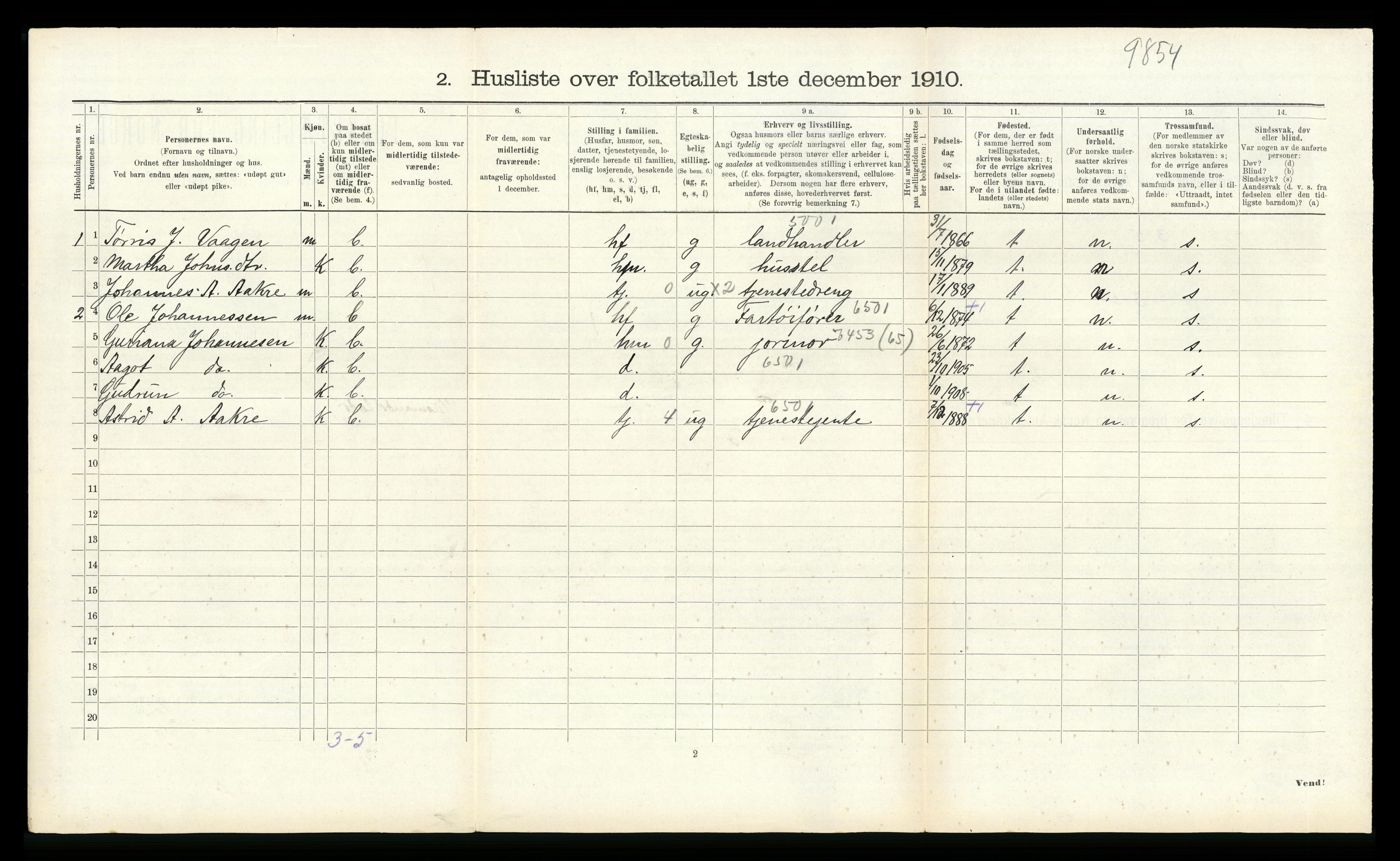 RA, 1910 census for Skånevik, 1910, p. 526