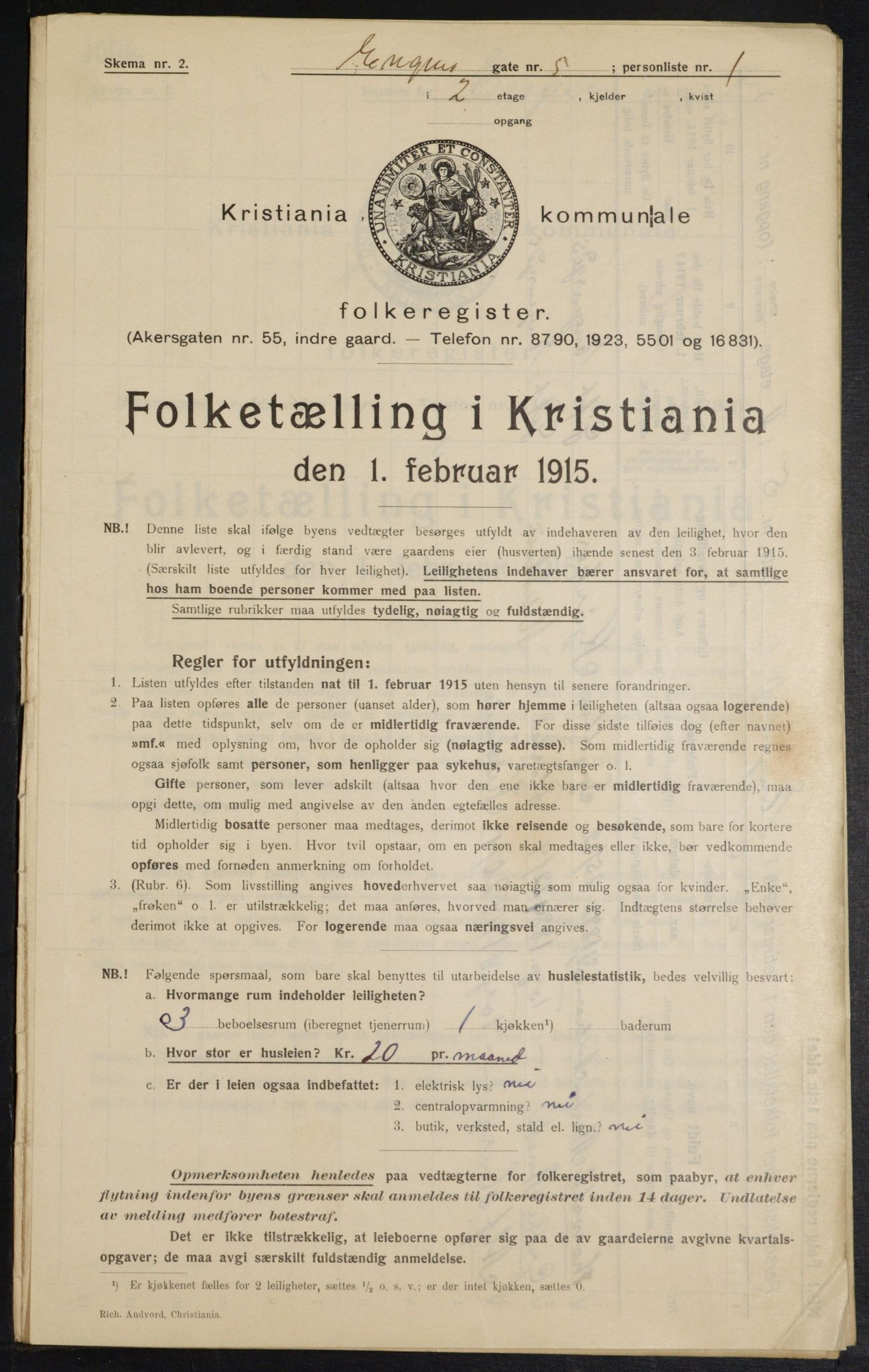 OBA, Municipal Census 1915 for Kristiania, 1915, p. 21299