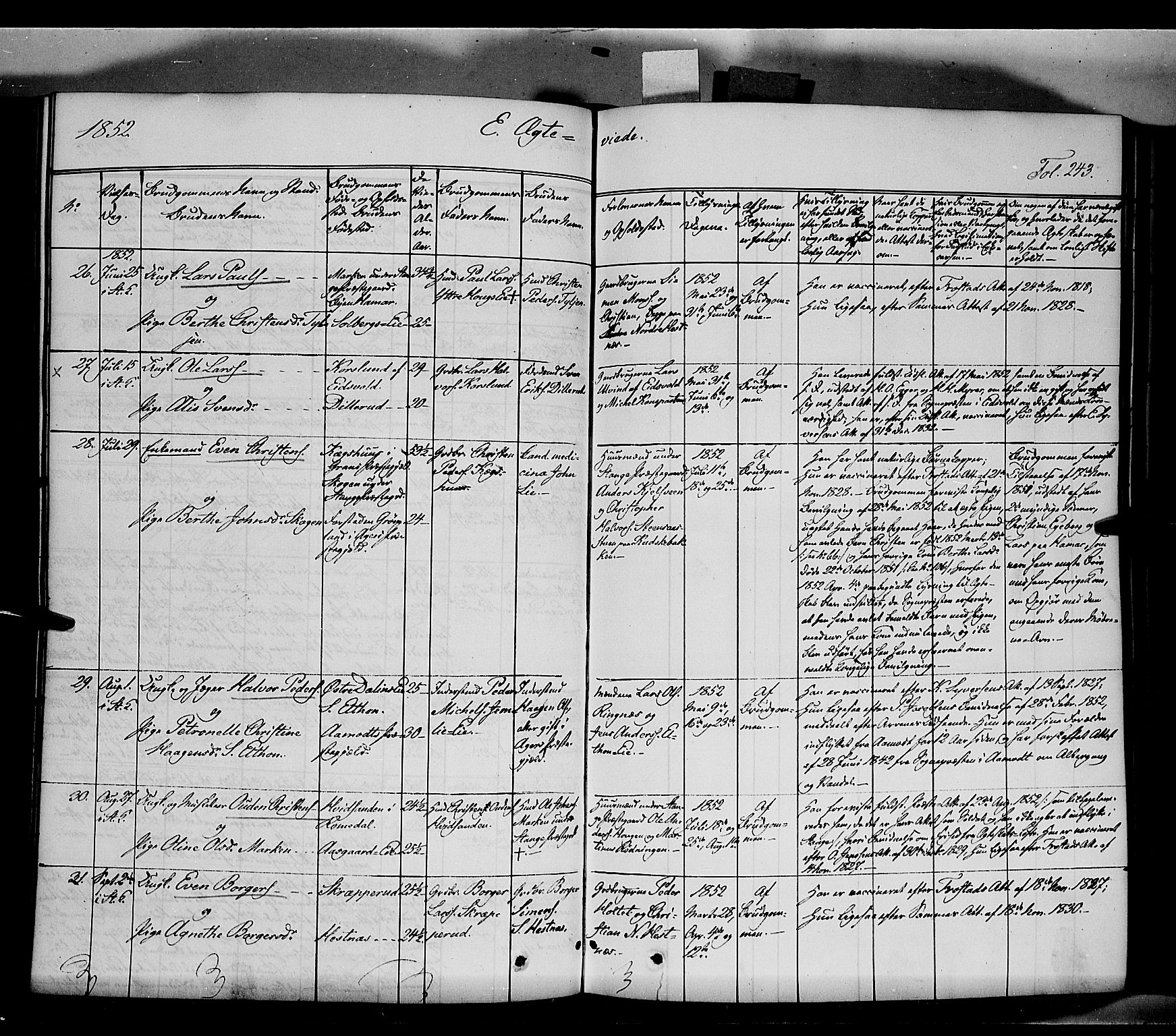 Stange prestekontor, AV/SAH-PREST-002/K/L0011: Parish register (official) no. 11, 1846-1852, p. 243