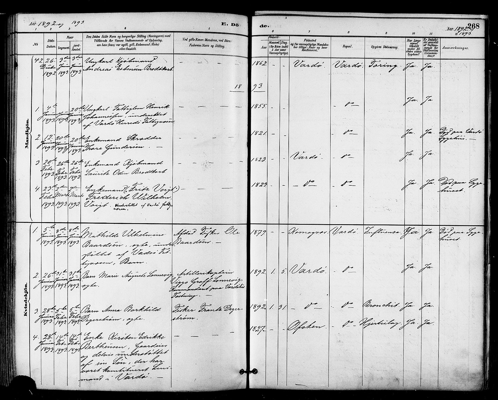 Vardø sokneprestkontor, SATØ/S-1332/H/Ha/L0007kirke: Parish register (official) no. 7, 1886-1897, p. 268