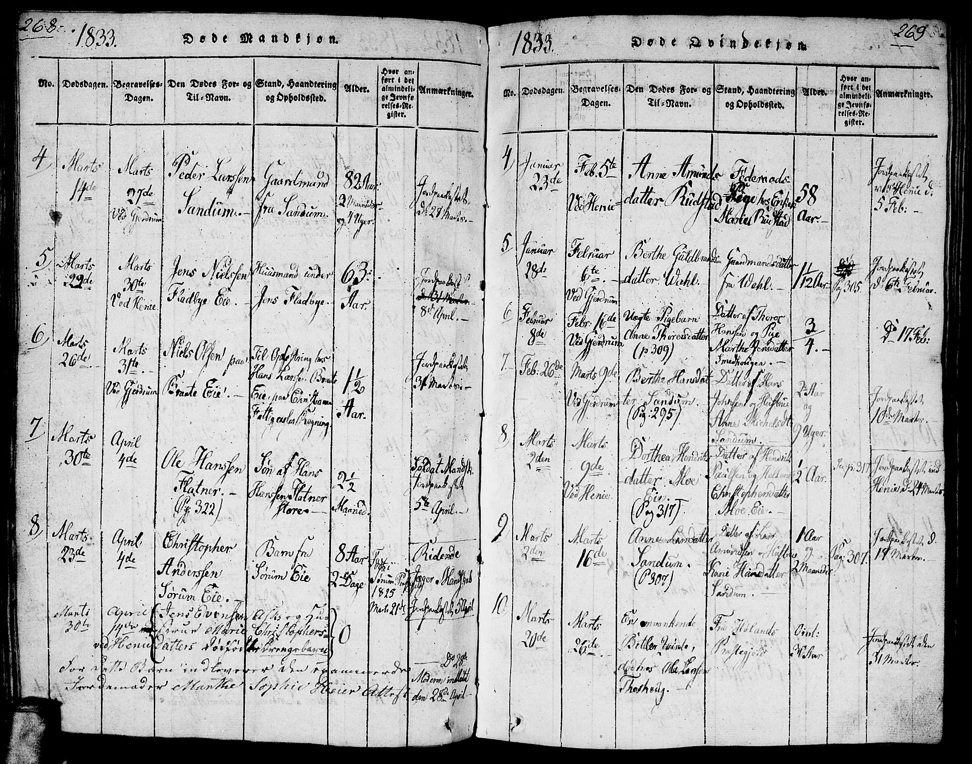 Gjerdrum prestekontor Kirkebøker, AV/SAO-A-10412b/G/Ga/L0001: Parish register (copy) no. I 1, 1816-1837, p. 268-269