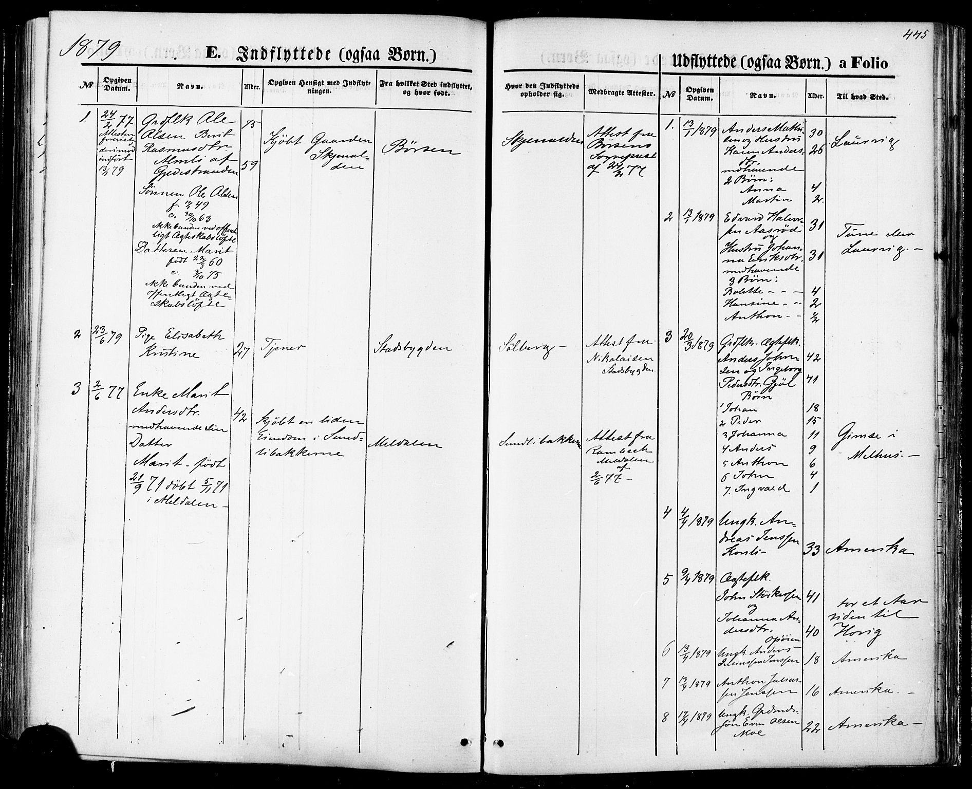 Ministerialprotokoller, klokkerbøker og fødselsregistre - Sør-Trøndelag, SAT/A-1456/668/L0807: Parish register (official) no. 668A07, 1870-1880, p. 445