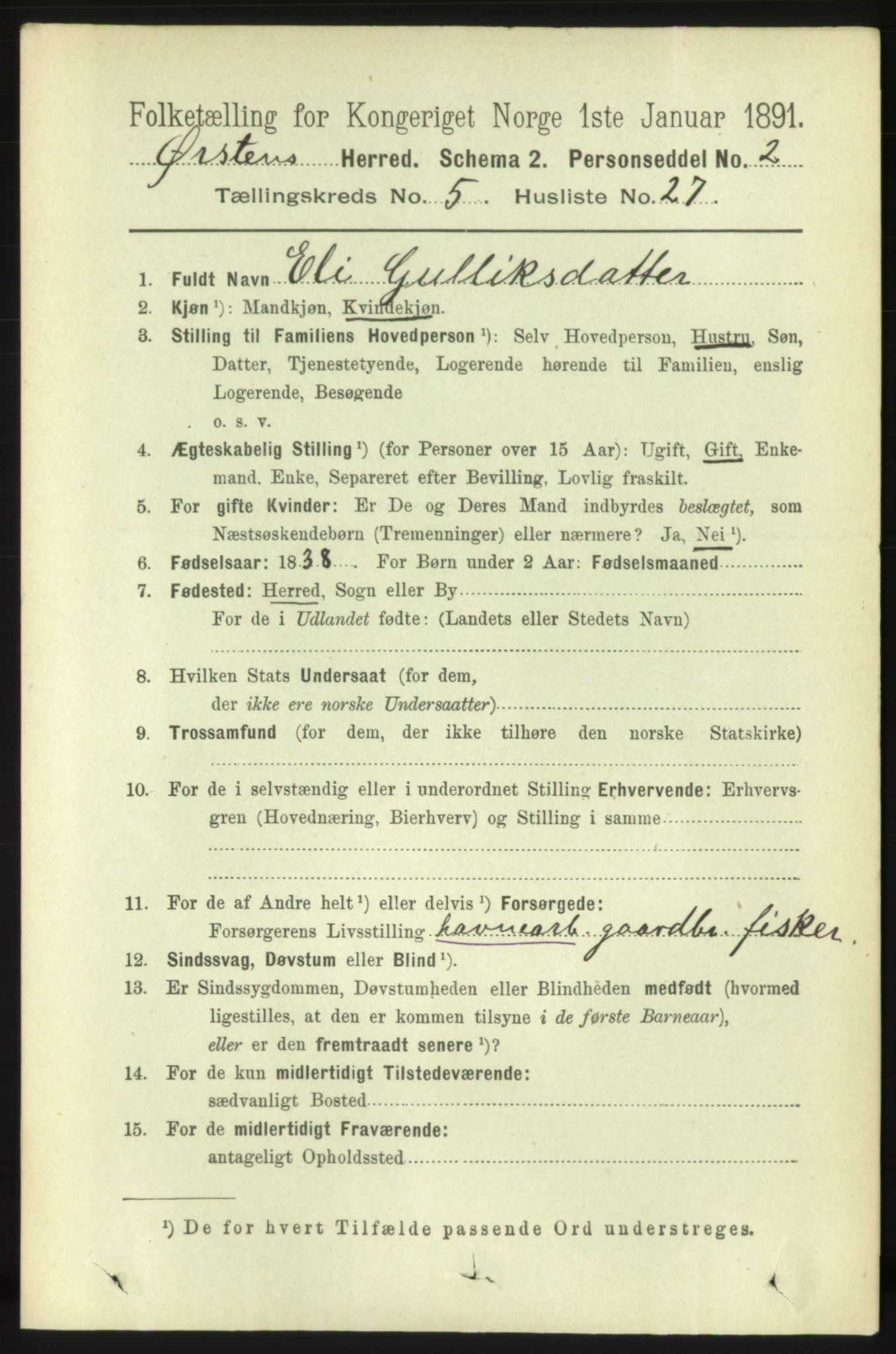 RA, 1891 census for 1520 Ørsta, 1891, p. 2440