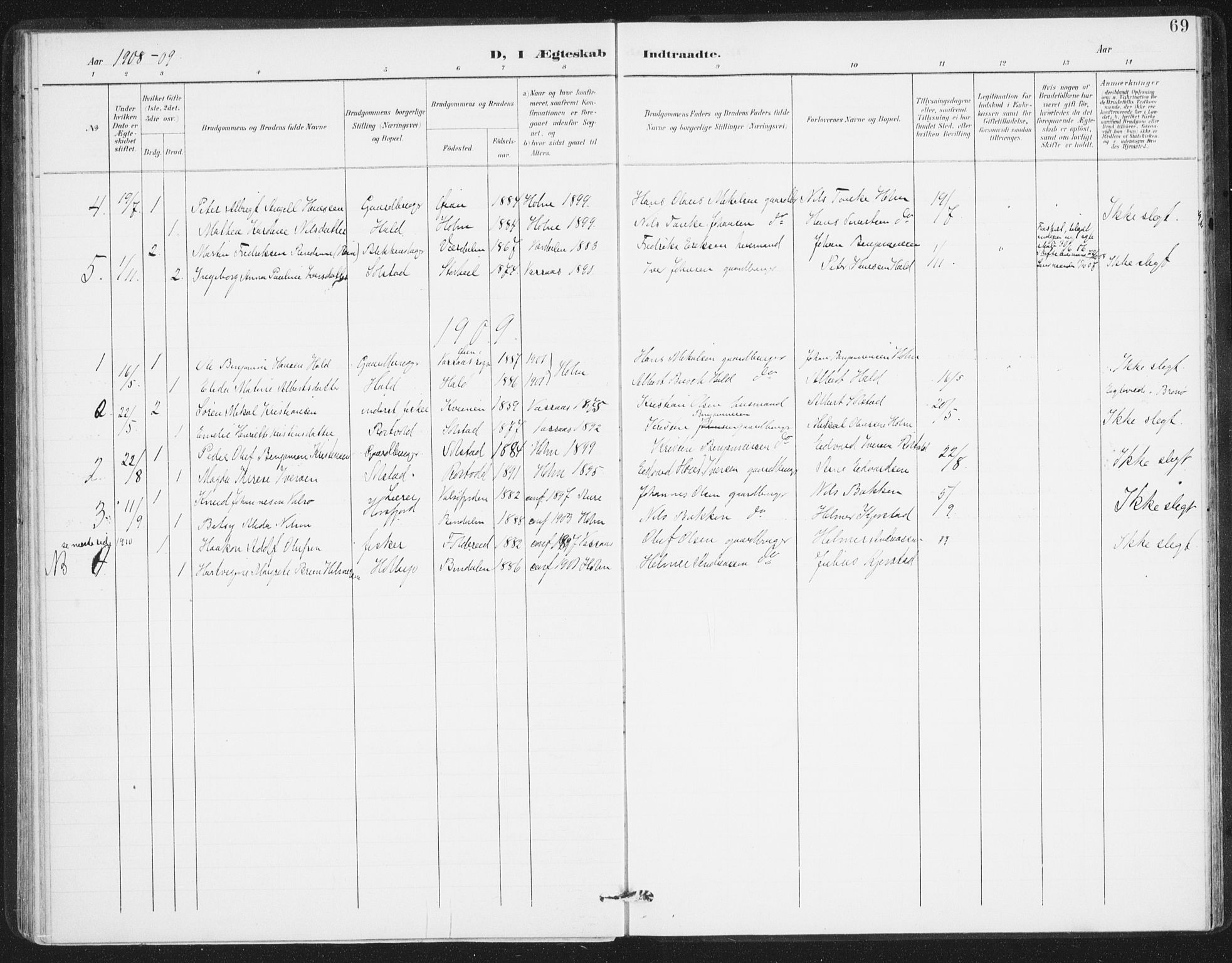 Ministerialprotokoller, klokkerbøker og fødselsregistre - Nordland, AV/SAT-A-1459/811/L0167: Parish register (official) no. 811A04, 1899-1913, p. 69