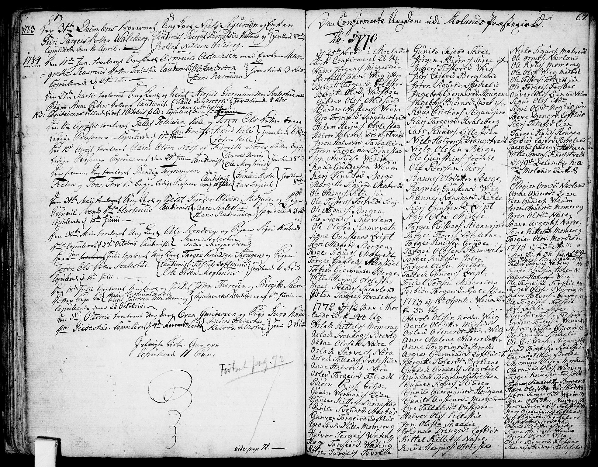 Fyresdal kirkebøker, SAKO/A-263/F/Fa/L0002: Parish register (official) no. I 2, 1769-1814, p. 67