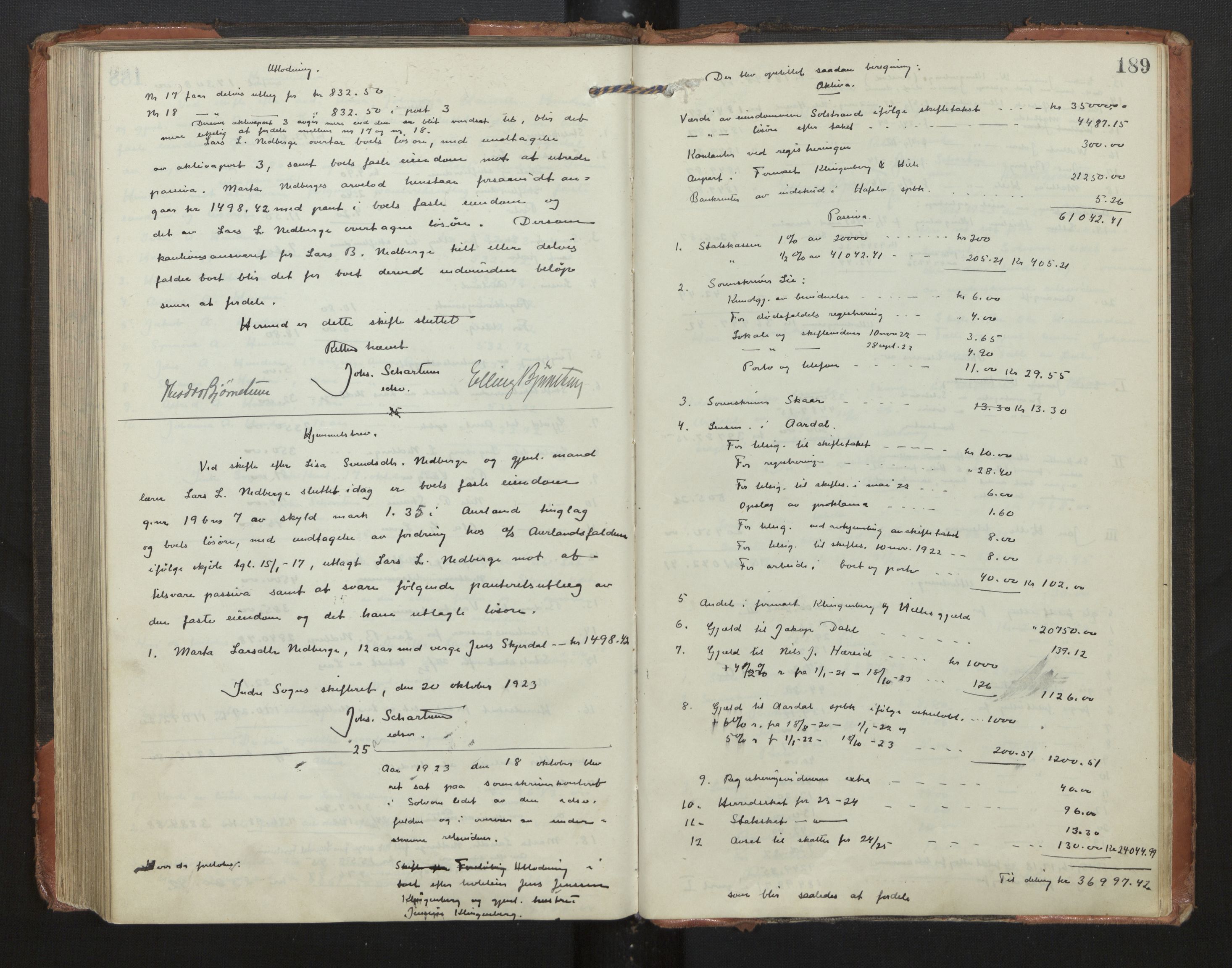 Indre Sogn tingrett, AV/SAB-A-3301/1/H/Hd/L0008: Skifteutlodningsprotokoll 8, 1912-1923, p. 188b-189a