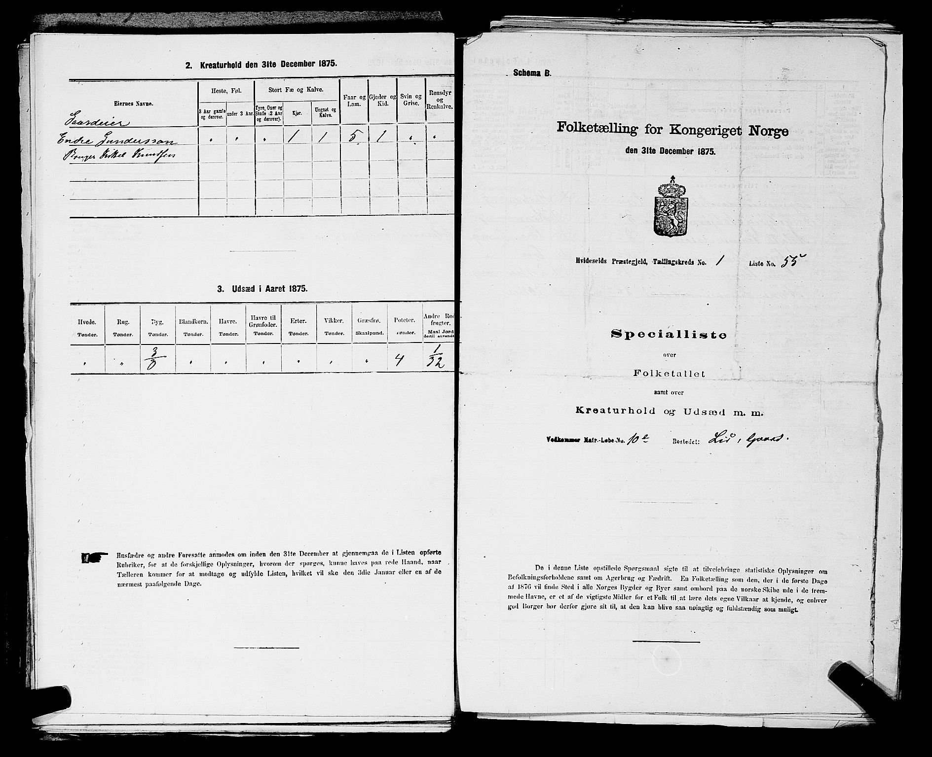 SAKO, 1875 census for 0829P Kviteseid, 1875, p. 166