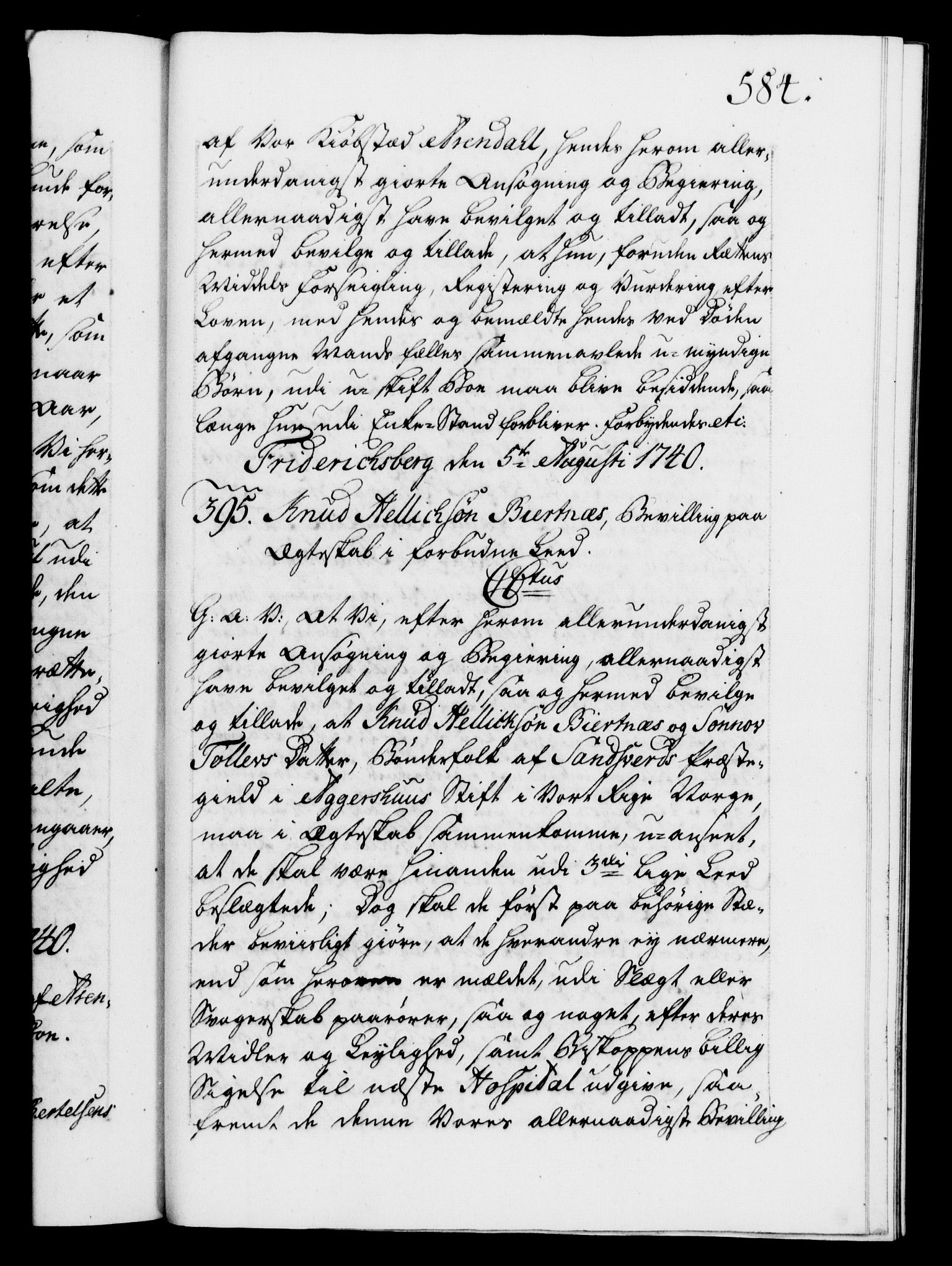 Danske Kanselli 1572-1799, AV/RA-EA-3023/F/Fc/Fca/Fcaa/L0031: Norske registre, 1739-1740, p. 584a