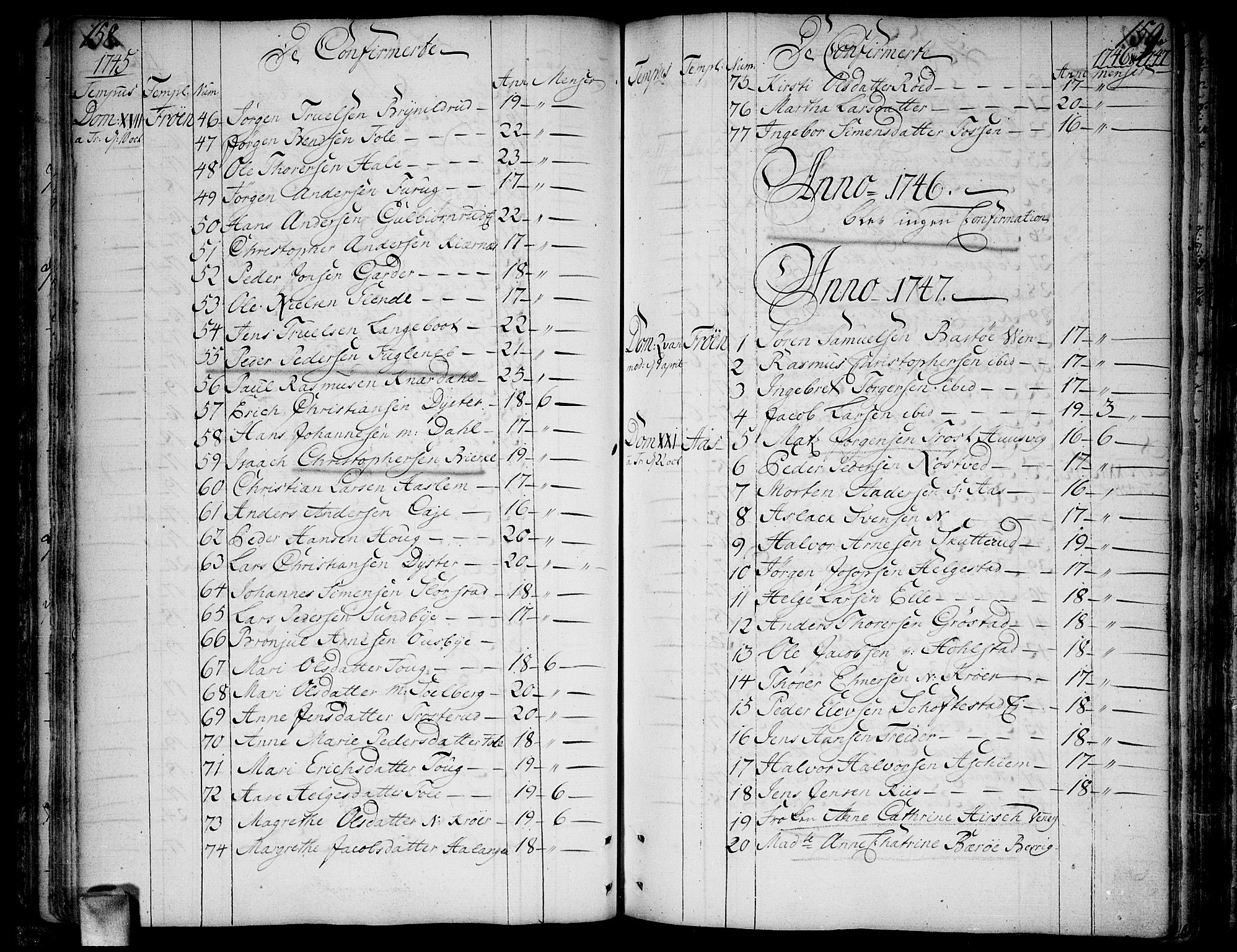 Ås prestekontor Kirkebøker, AV/SAO-A-10894/F/Fa/L0001: Parish register (official) no. I 1, 1742-1778, p. 158-159