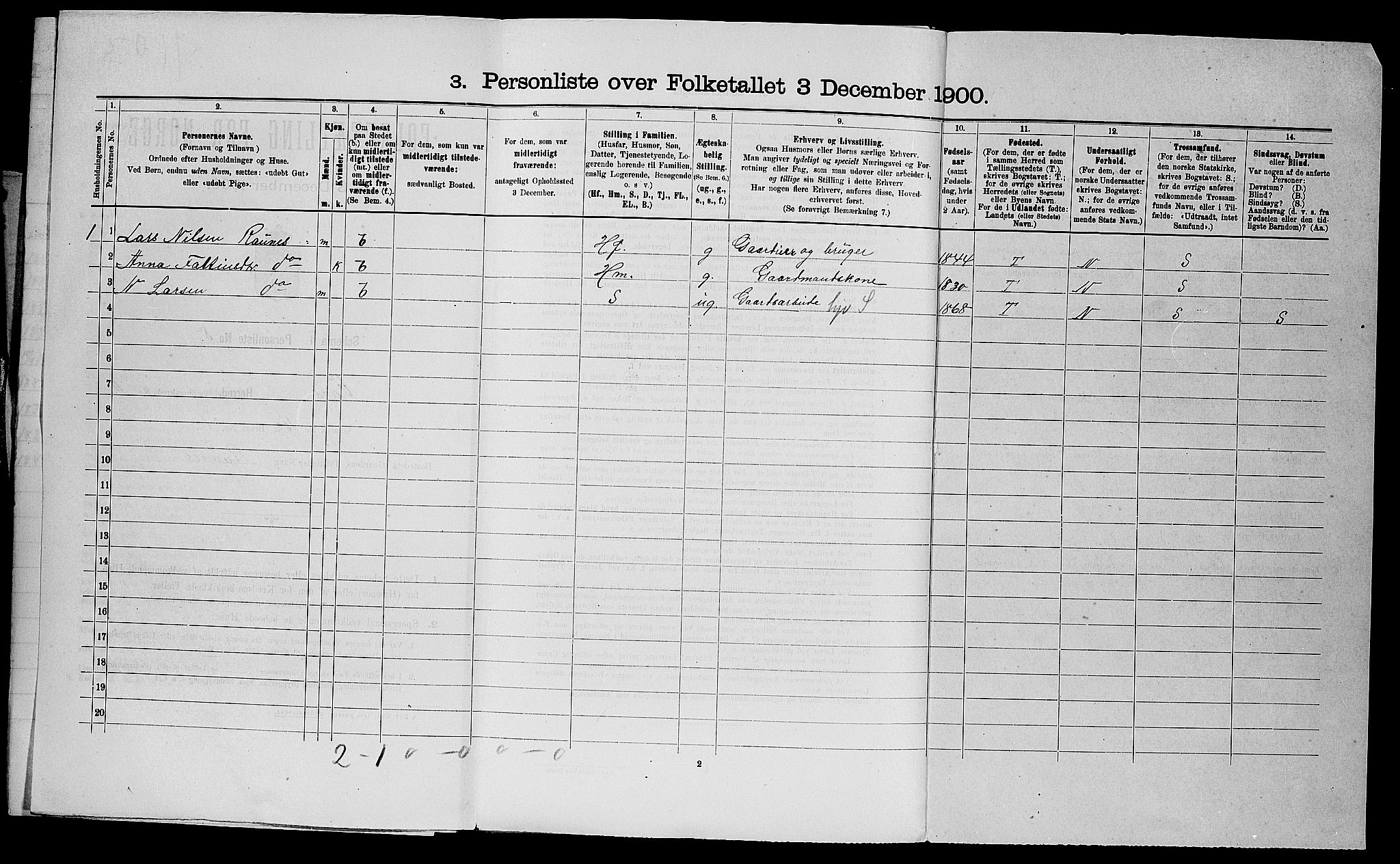 SAST, 1900 census for Vats, 1900, p. 29