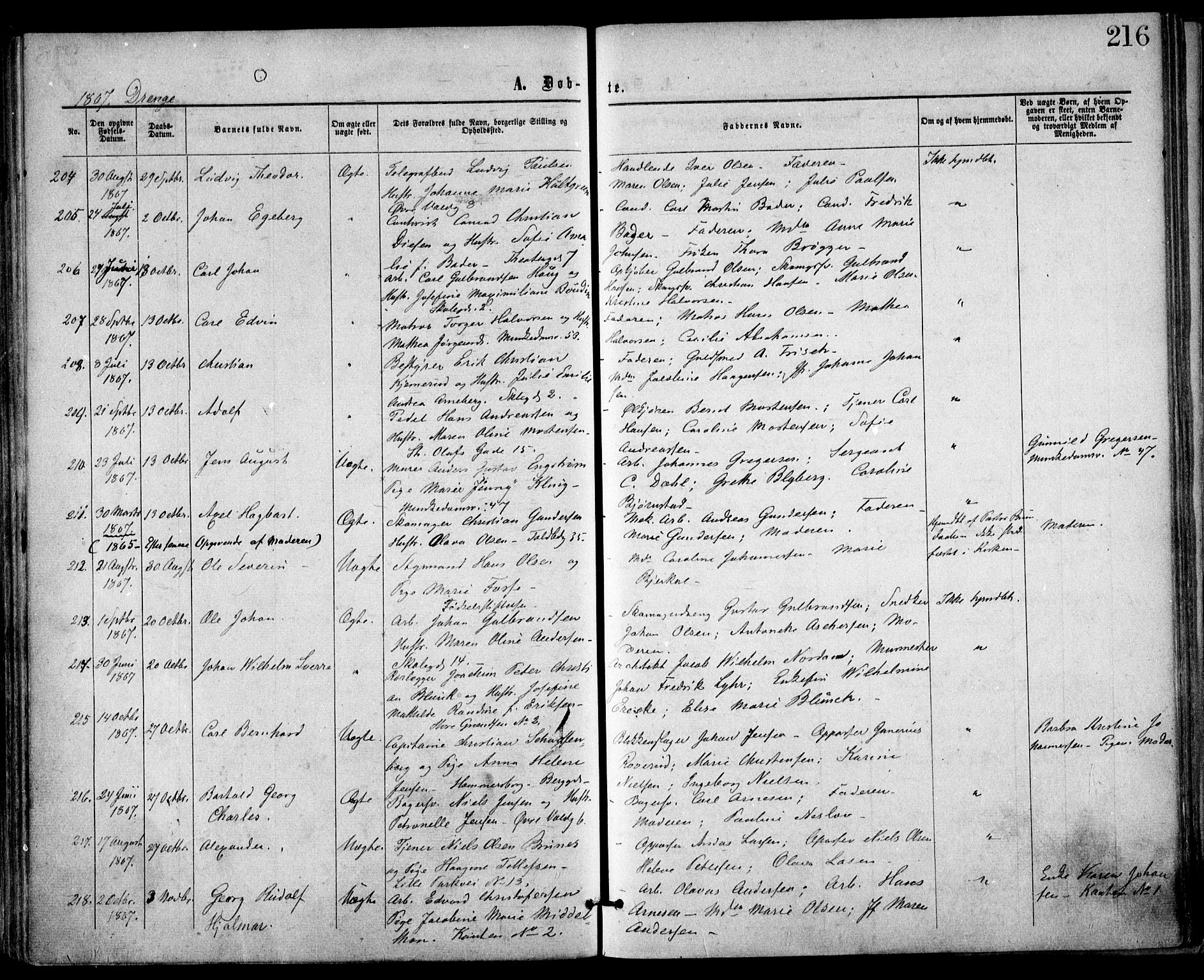 Trefoldighet prestekontor Kirkebøker, SAO/A-10882/F/Fa/L0002: Parish register (official) no. I 2, 1863-1870, p. 216
