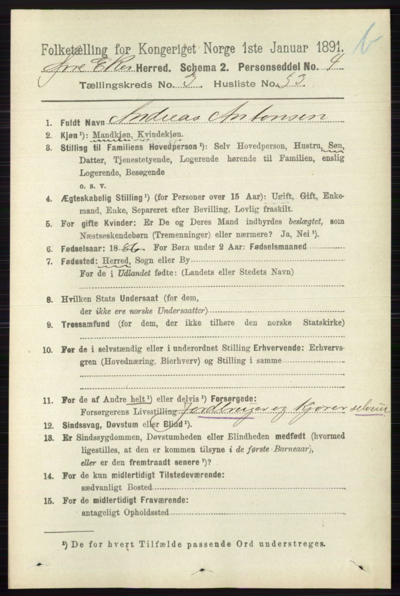 RA, 1891 census for 0624 Øvre Eiker, 1891, p. 9313