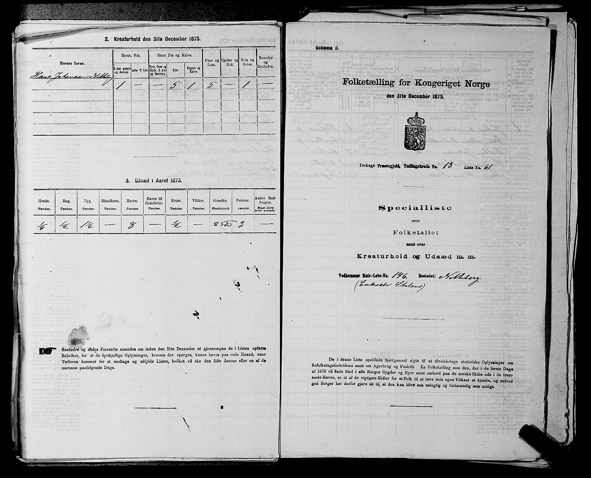 RA, 1875 census for 0224P Aurskog, 1875, p. 1351