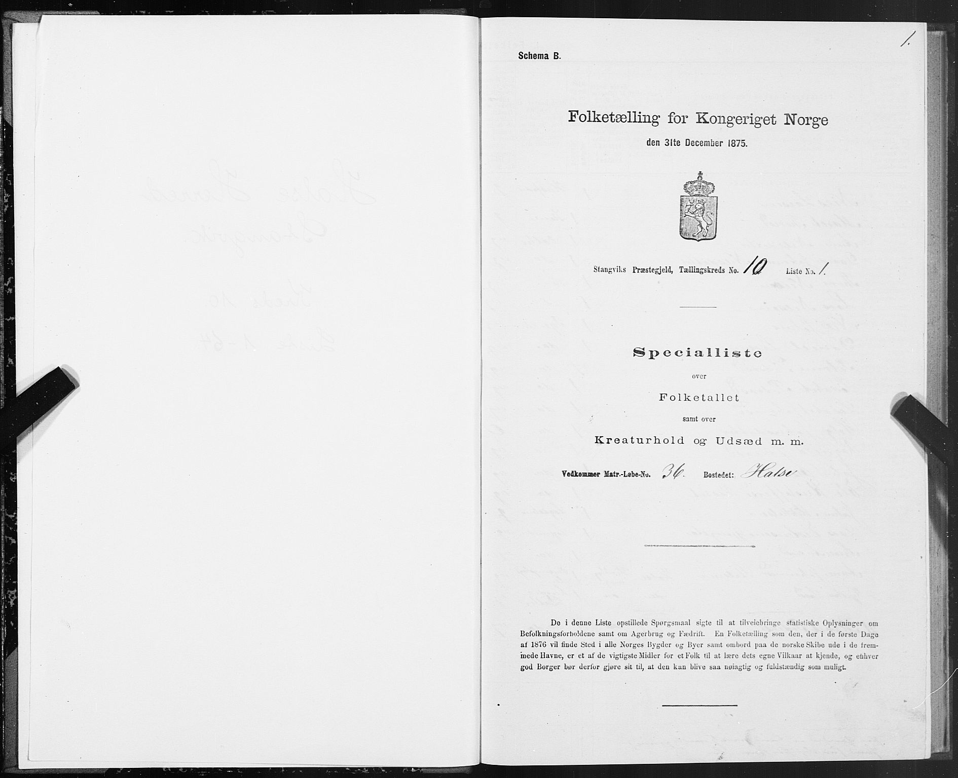 SAT, 1875 census for 1564P Stangvik, 1875, p. 5001