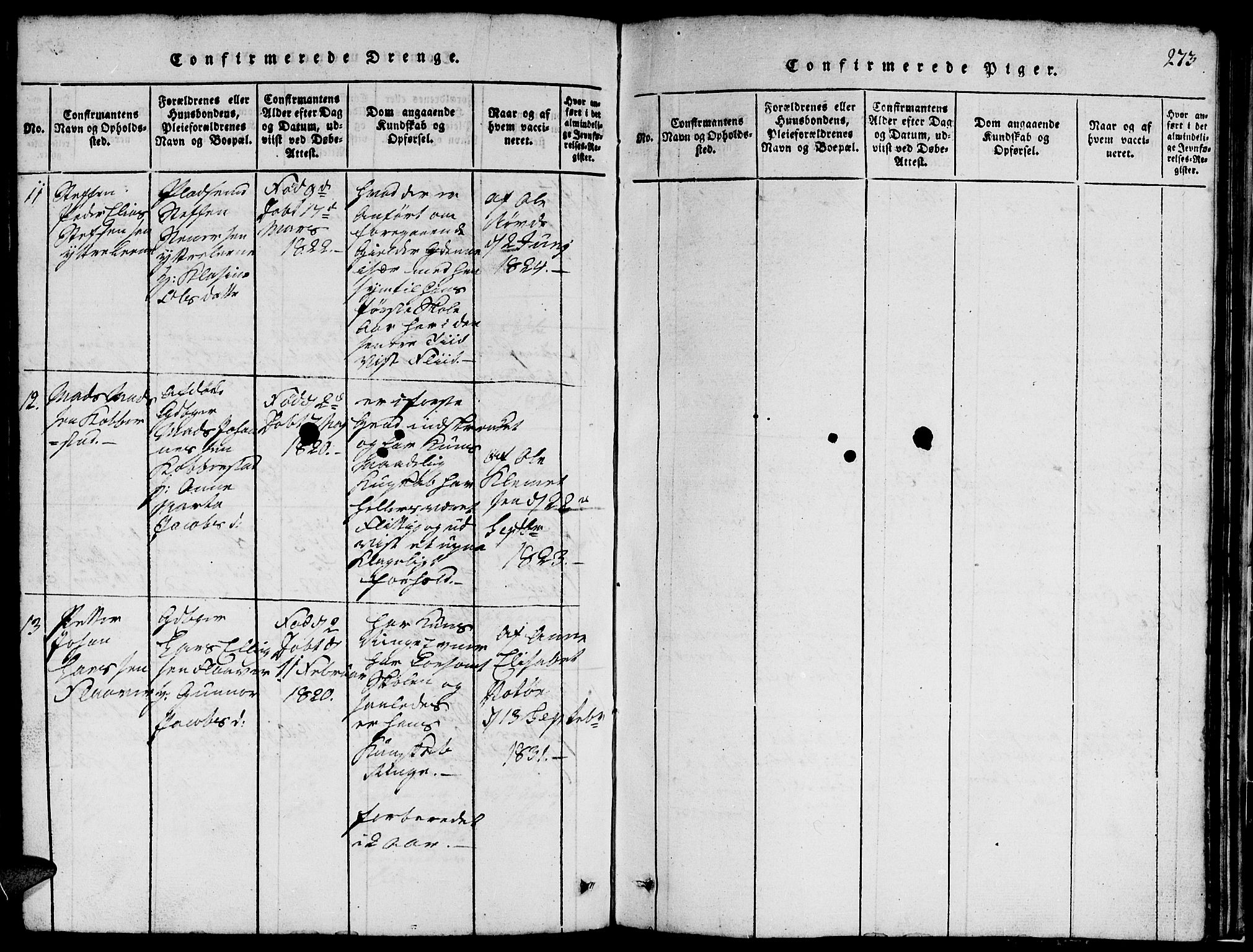 Ministerialprotokoller, klokkerbøker og fødselsregistre - Møre og Romsdal, AV/SAT-A-1454/507/L0078: Parish register (copy) no. 507C01, 1816-1840, p. 273