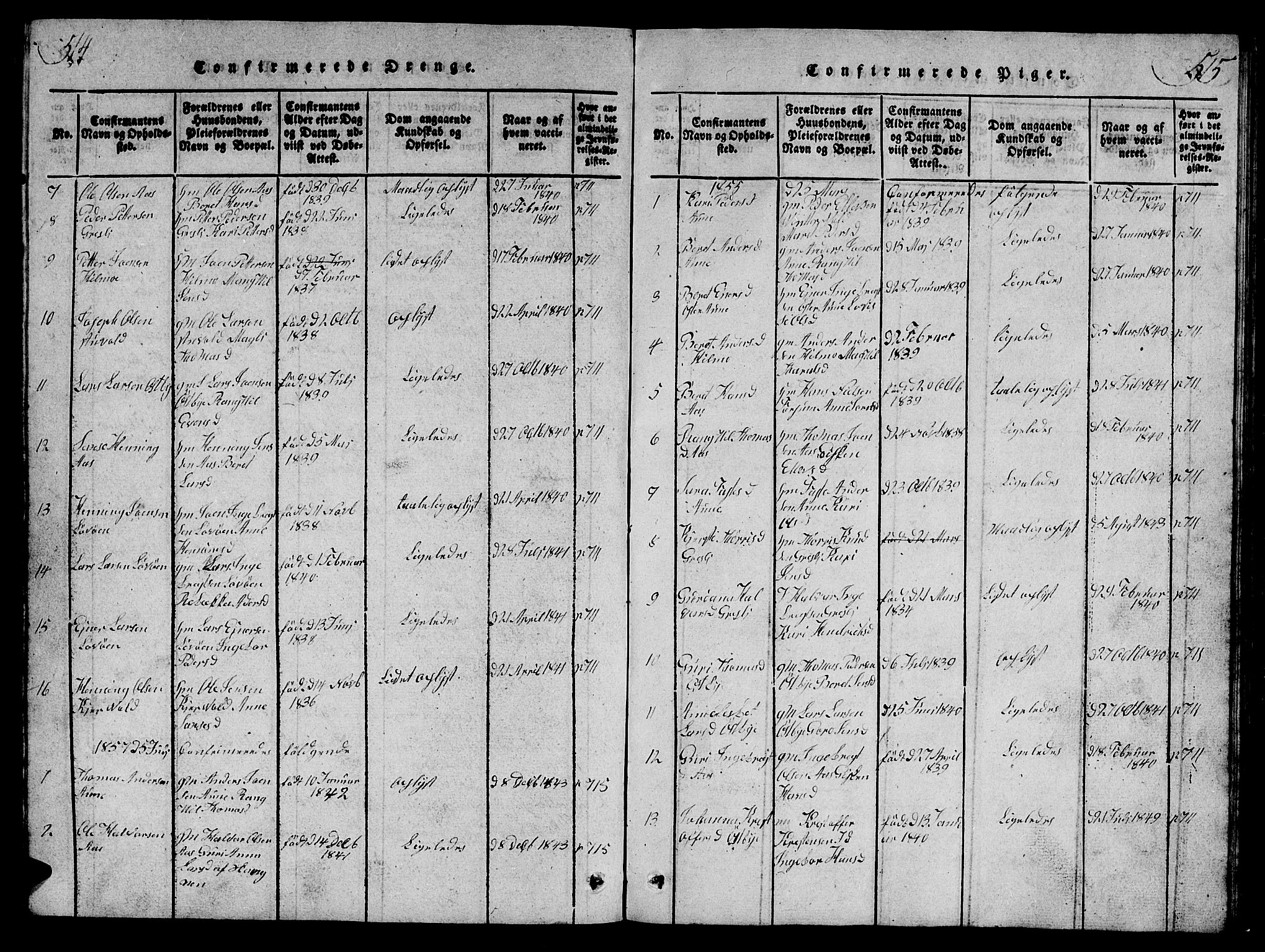 Ministerialprotokoller, klokkerbøker og fødselsregistre - Sør-Trøndelag, SAT/A-1456/698/L1164: Parish register (copy) no. 698C01, 1816-1861, p. 514-515