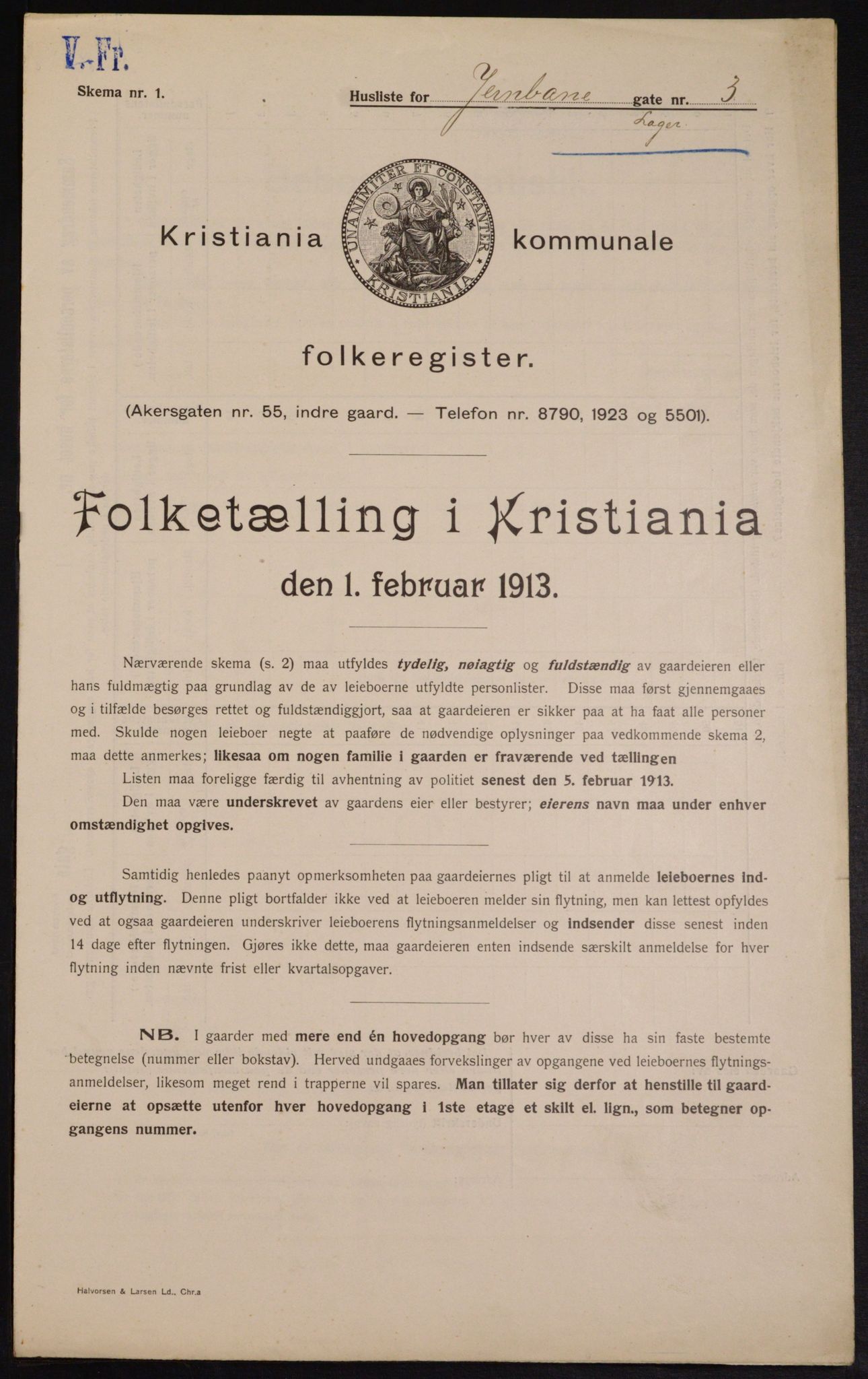 OBA, Municipal Census 1913 for Kristiania, 1913, p. 46557