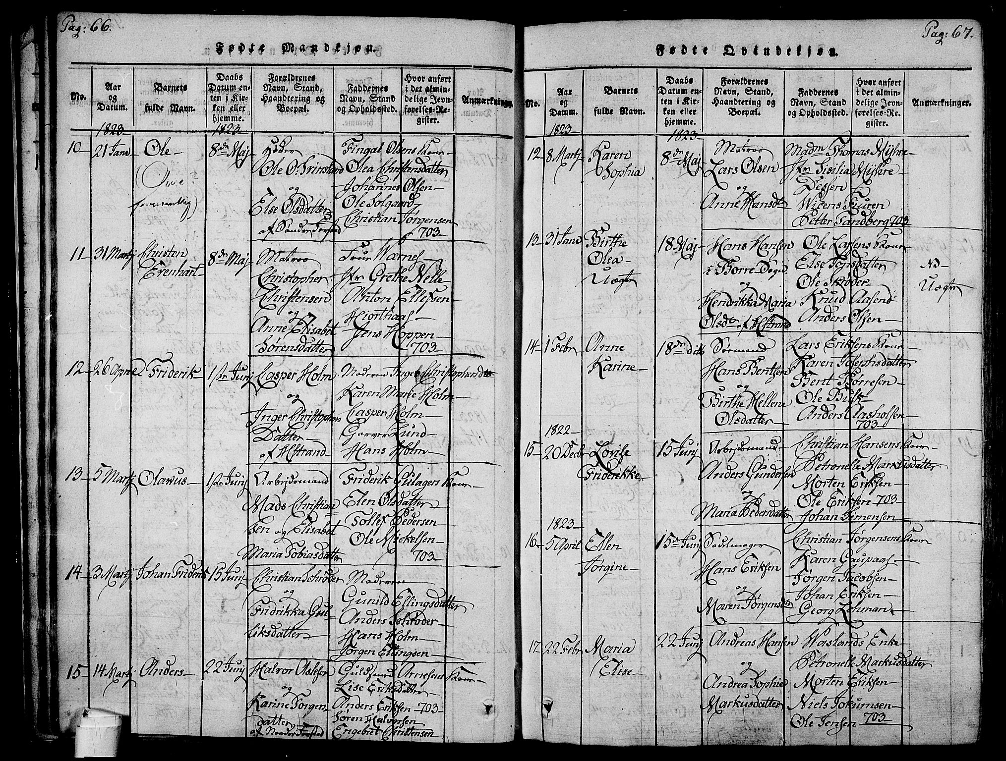 Holmestrand kirkebøker, AV/SAKO-A-346/F/Fa/L0001: Parish register (official) no. 1, 1814-1840, p. 66-67