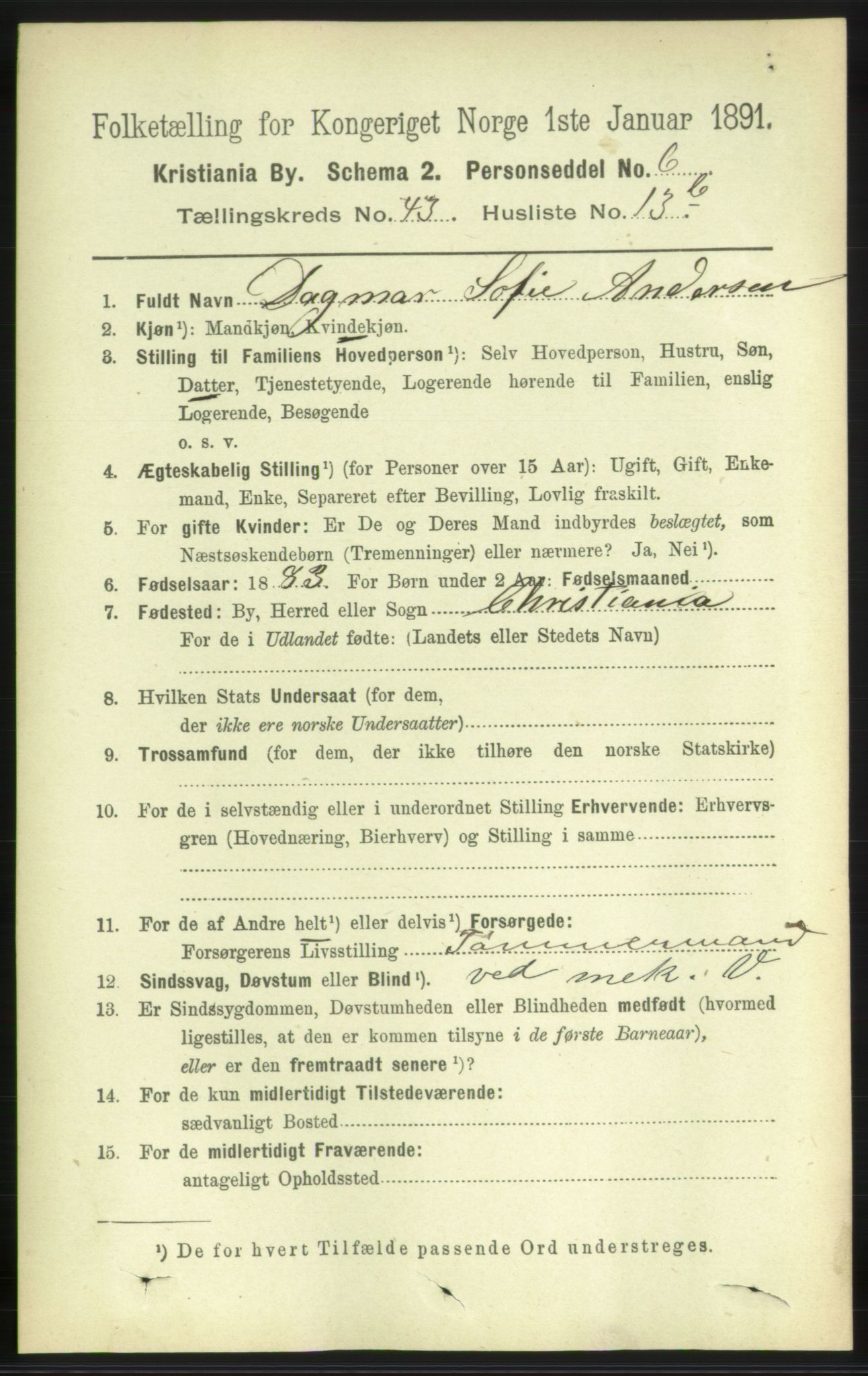 RA, 1891 census for 0301 Kristiania, 1891, p. 26097