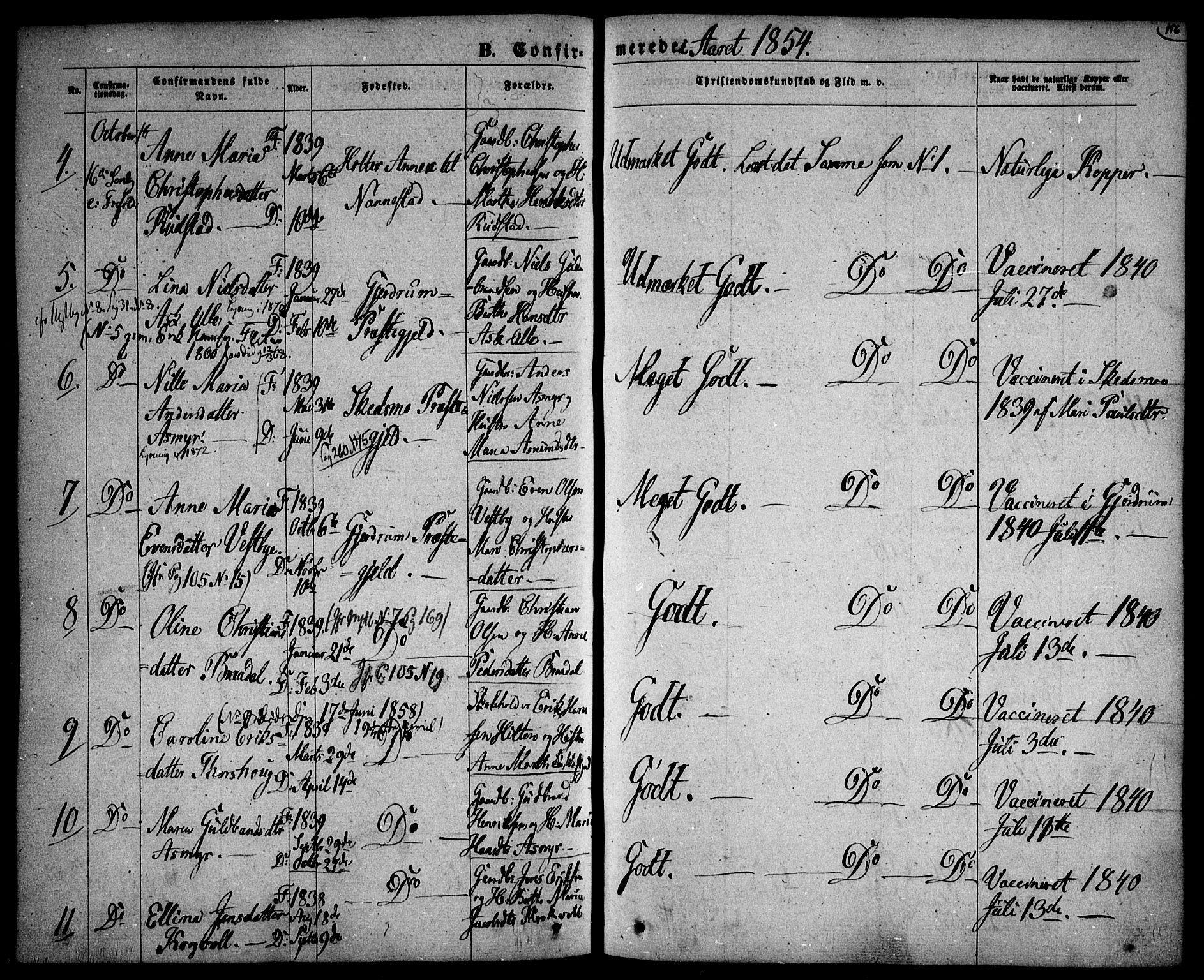 Gjerdrum prestekontor Kirkebøker, AV/SAO-A-10412b/F/Fa/L0006: Parish register (official) no. I 6, 1845-1856, p. 156