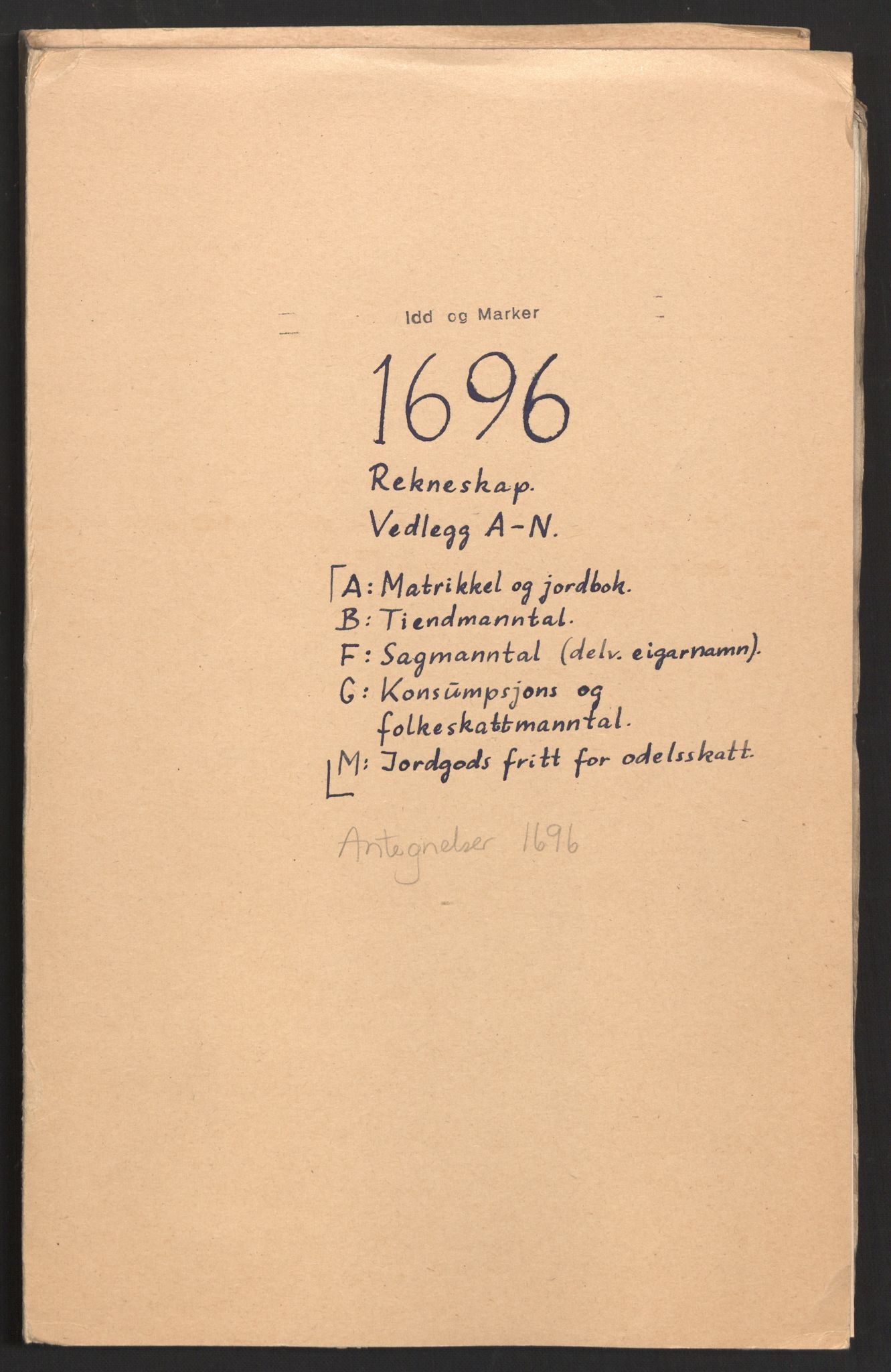 Rentekammeret inntil 1814, Reviderte regnskaper, Fogderegnskap, RA/EA-4092/R01/L0013: Fogderegnskap Idd og Marker, 1696-1698, p. 49