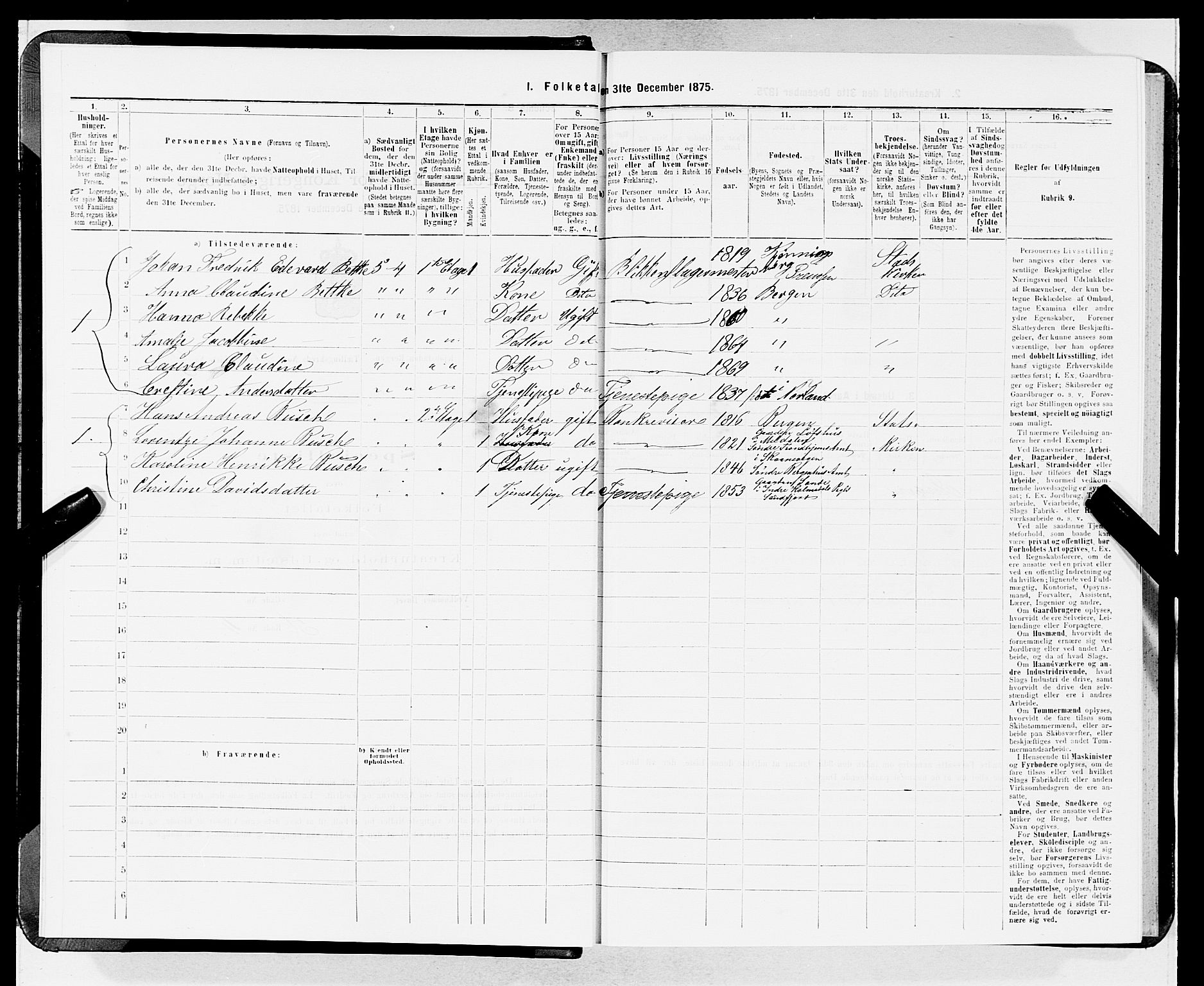 SAB, 1875 census for 1301 Bergen, 1875, p. 814