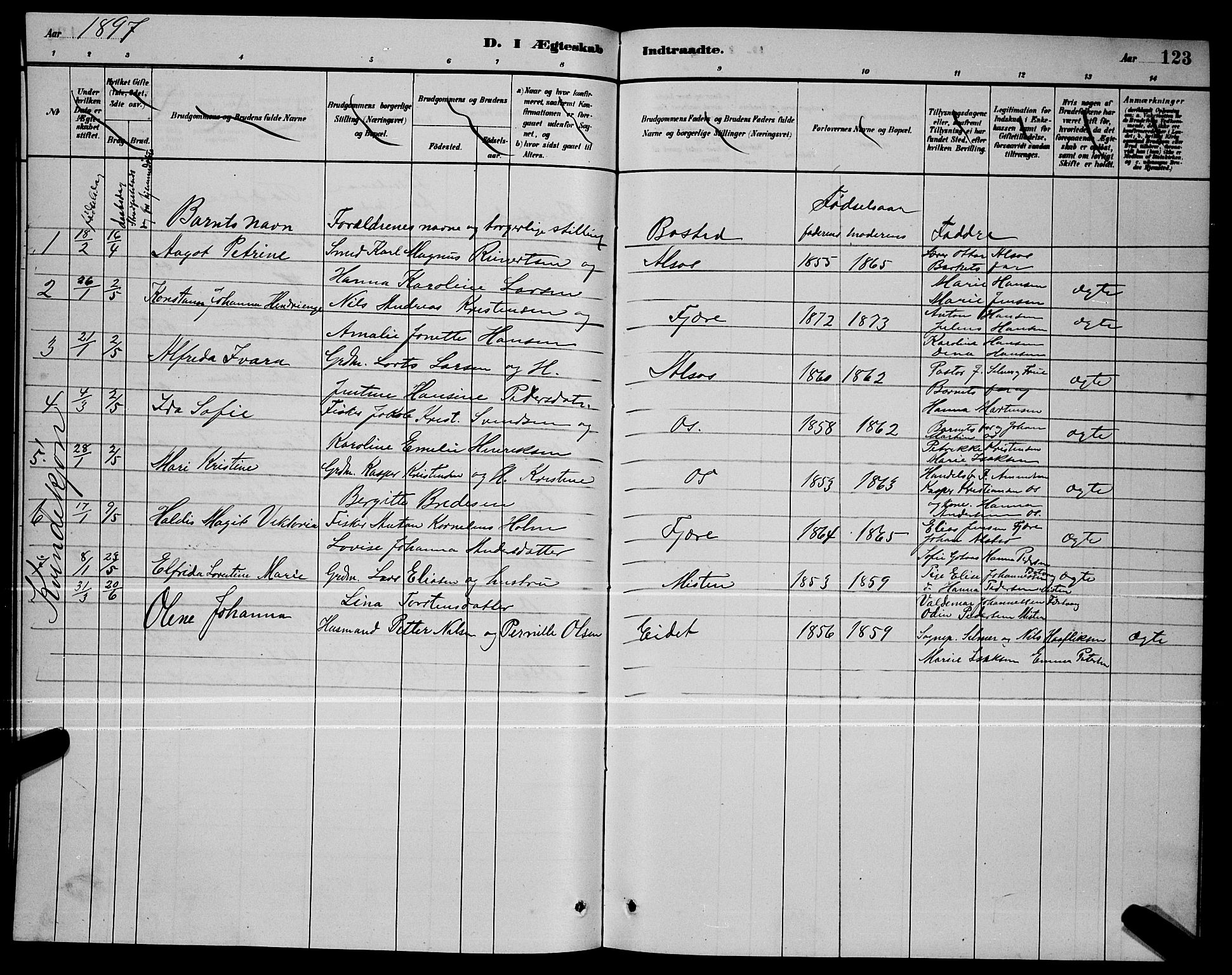 Ministerialprotokoller, klokkerbøker og fødselsregistre - Nordland, AV/SAT-A-1459/803/L0076: Parish register (copy) no. 803C03, 1882-1897, p. 123