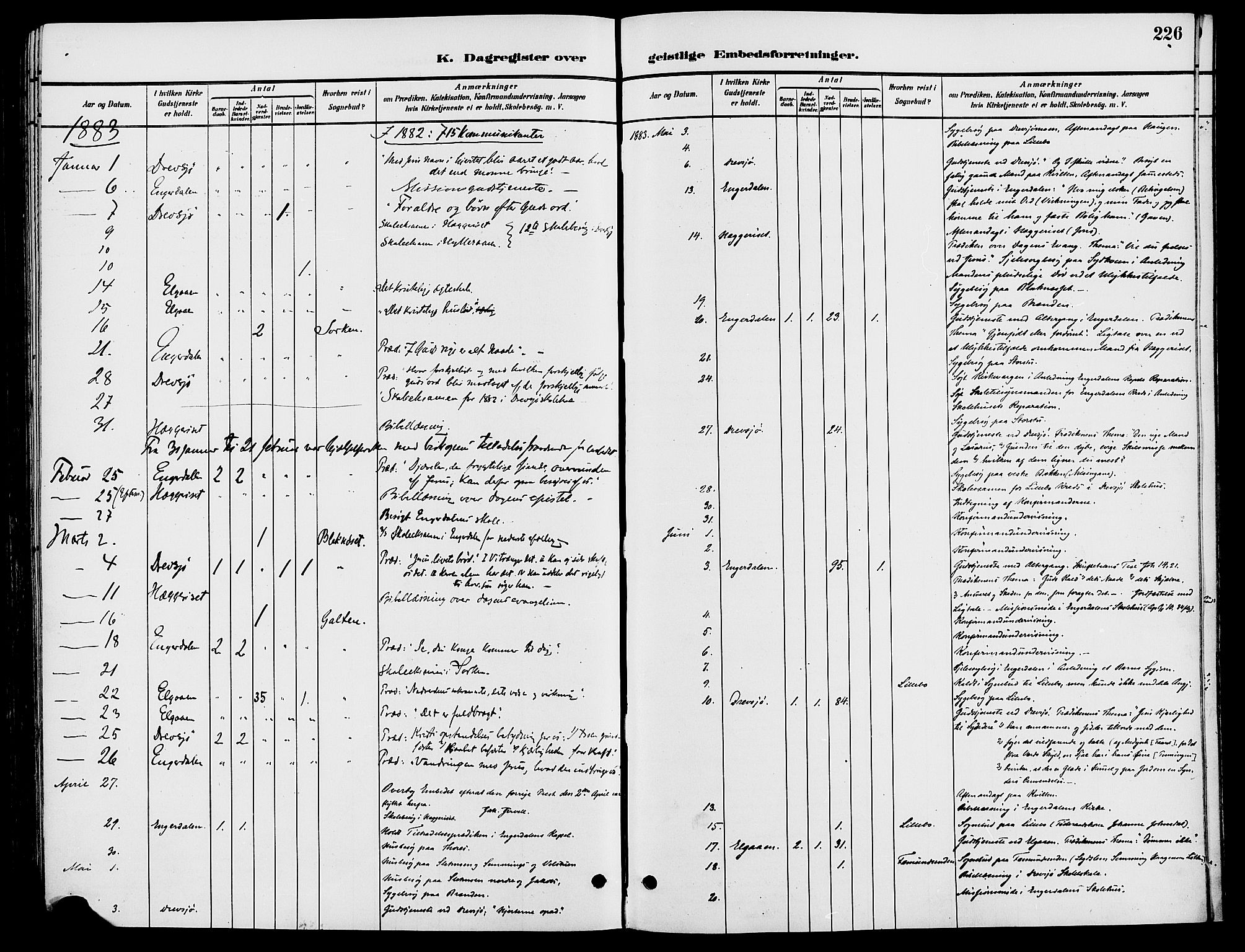 Engerdal prestekontor, AV/SAH-PREST-048/H/Ha/Haa/L0001: Parish register (official) no. 1, 1881-1898, p. 226