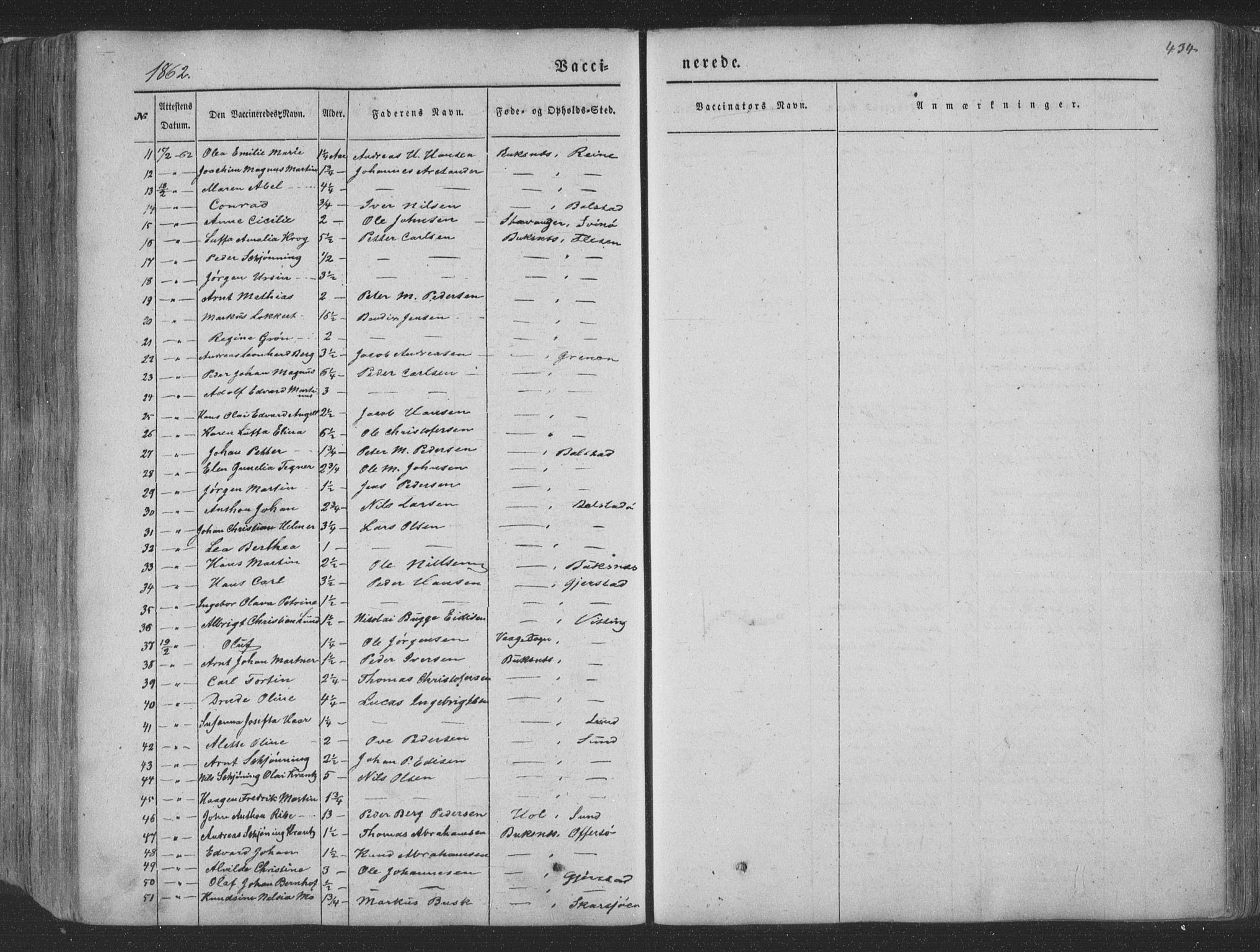 Ministerialprotokoller, klokkerbøker og fødselsregistre - Nordland, AV/SAT-A-1459/881/L1165: Parish register (copy) no. 881C02, 1854-1876, p. 434