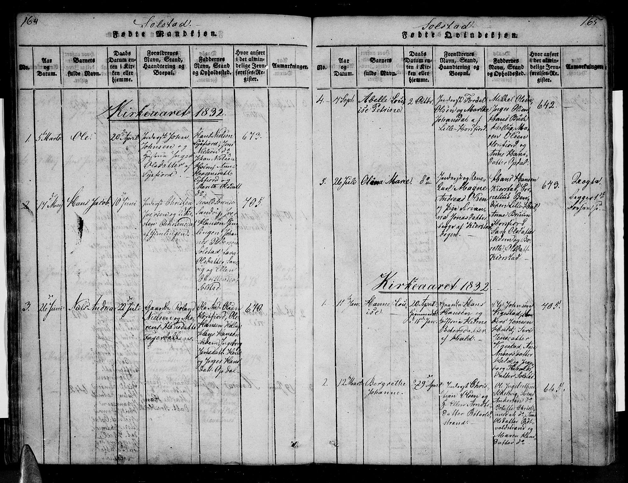 Ministerialprotokoller, klokkerbøker og fødselsregistre - Nordland, AV/SAT-A-1459/810/L0143: Parish register (official) no. 810A06 /2, 1820-1841, p. 164-165