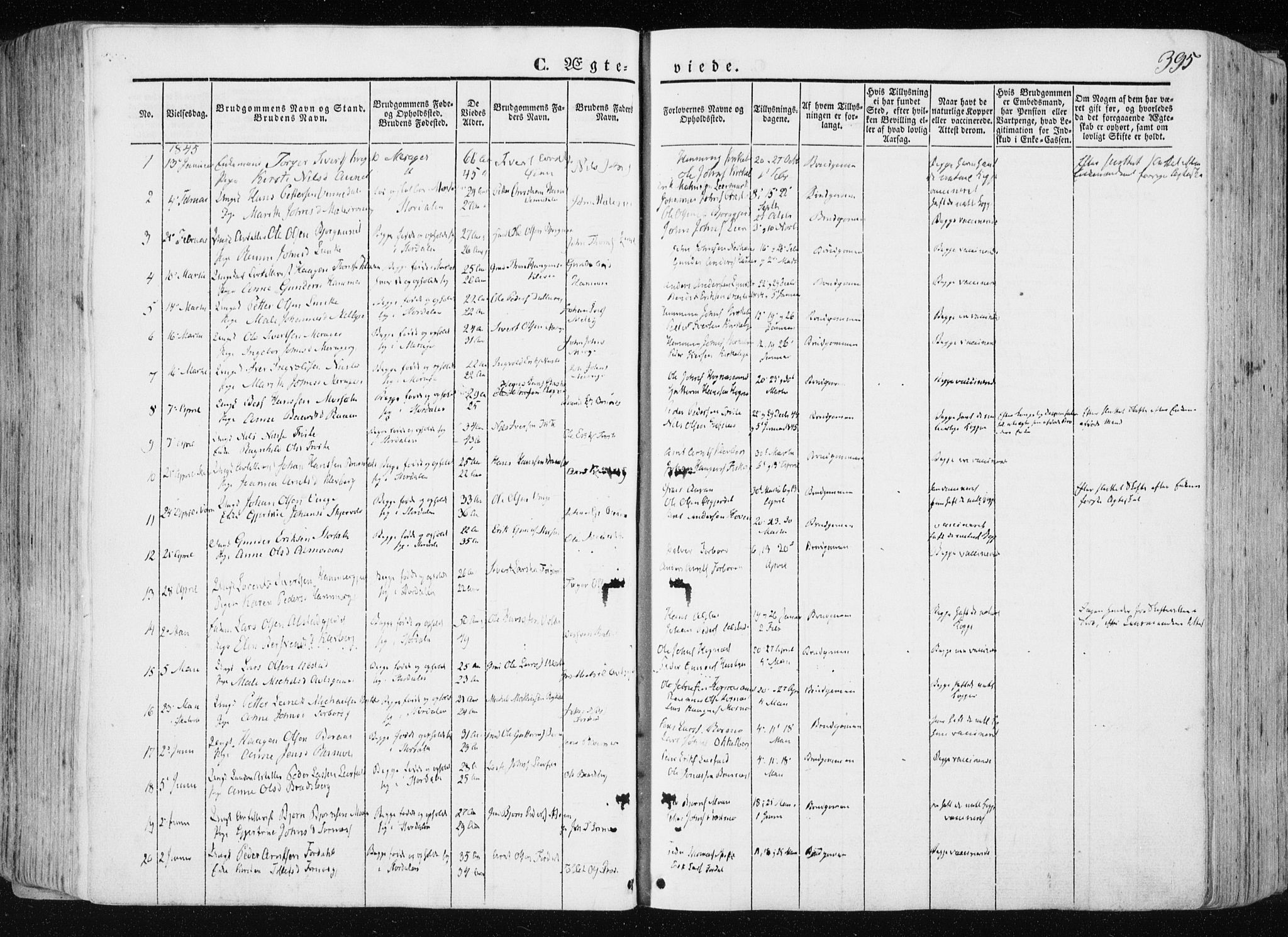 Ministerialprotokoller, klokkerbøker og fødselsregistre - Nord-Trøndelag, SAT/A-1458/709/L0074: Parish register (official) no. 709A14, 1845-1858, p. 395