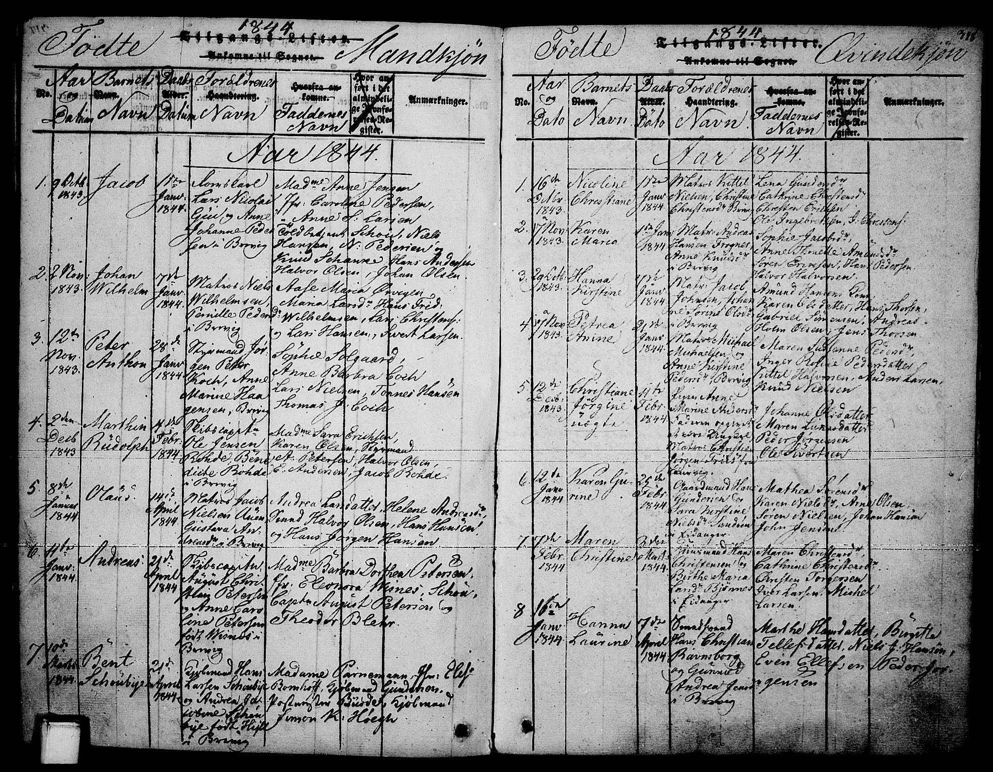 Brevik kirkebøker, AV/SAKO-A-255/F/Fa/L0004: Parish register (official) no. 4, 1814-1846, p. 318