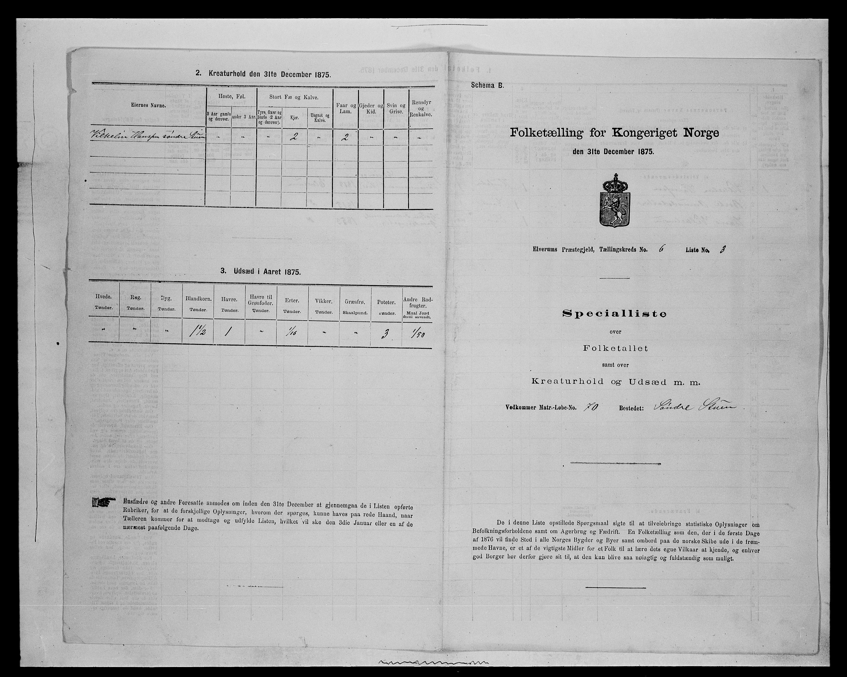 SAH, 1875 census for 0427P Elverum, 1875, p. 1334