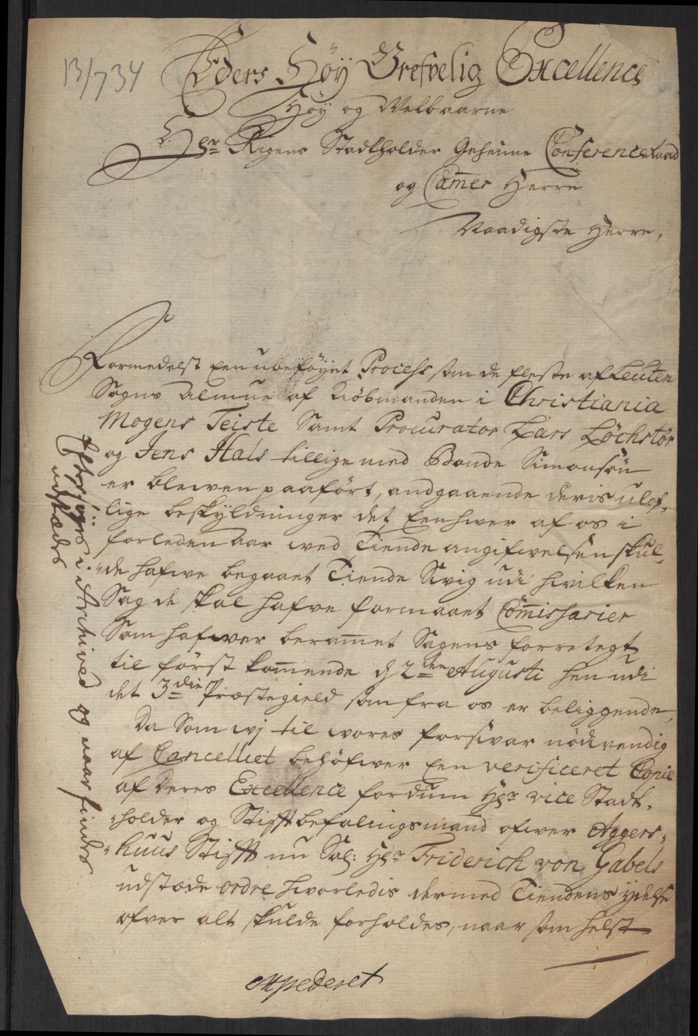 Stattholderembetet 1572-1771, AV/RA-EA-2870/Ef/L0107: Brev fra embetsmenn og andre, 1733-1734, p. 315