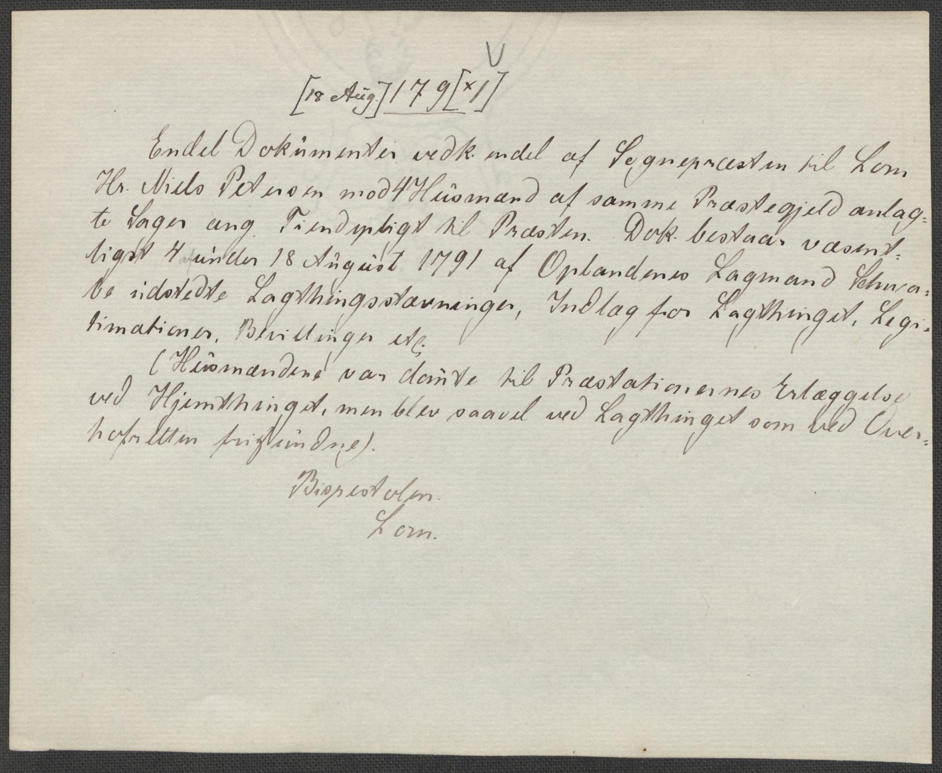 Riksarkivets diplomsamling, AV/RA-EA-5965/F15/L0012: Prestearkiv - Oppland, 1584-1794, p. 182