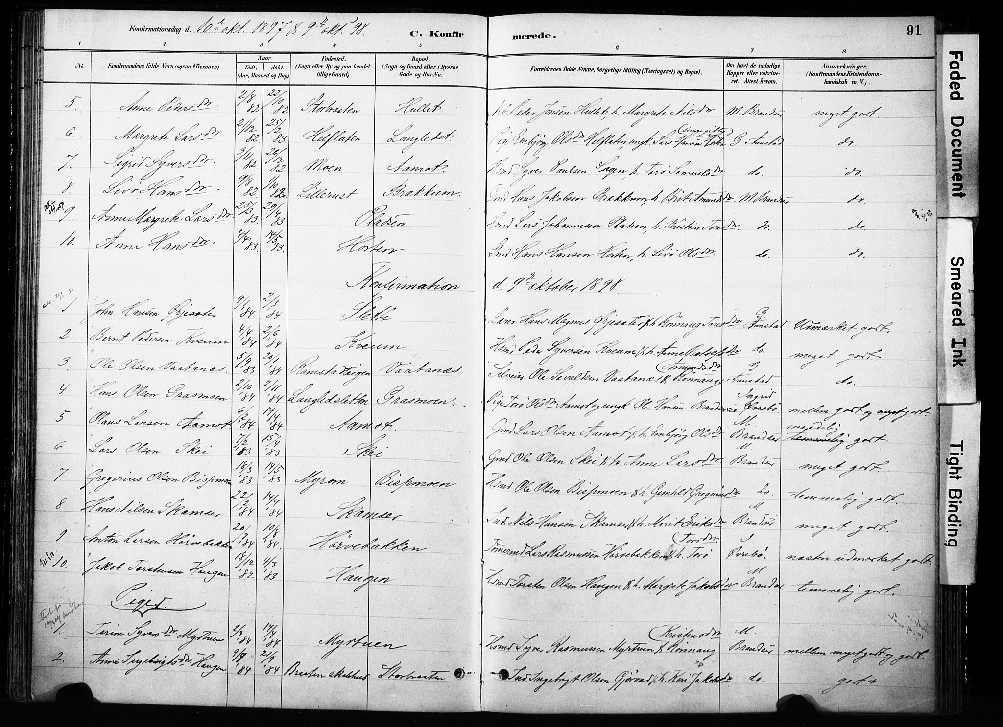 Skjåk prestekontor, SAH/PREST-072/H/Ha/Haa/L0004: Parish register (official) no. 4, 1880-1904, p. 91