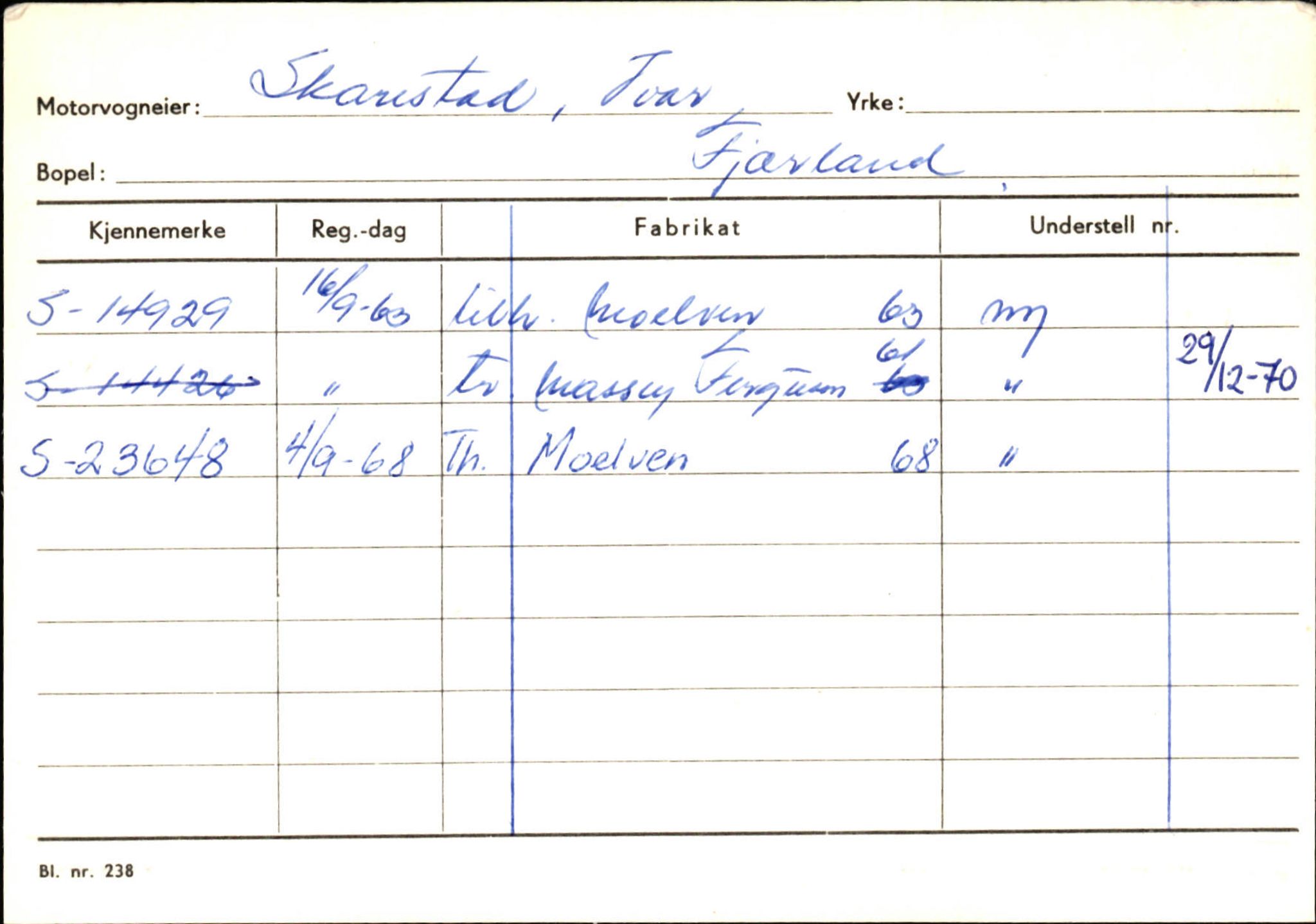 Statens vegvesen, Sogn og Fjordane vegkontor, SAB/A-5301/4/F/L0132: Eigarregister Askvoll A-Å. Balestrand A-Å, 1945-1975, p. 2268