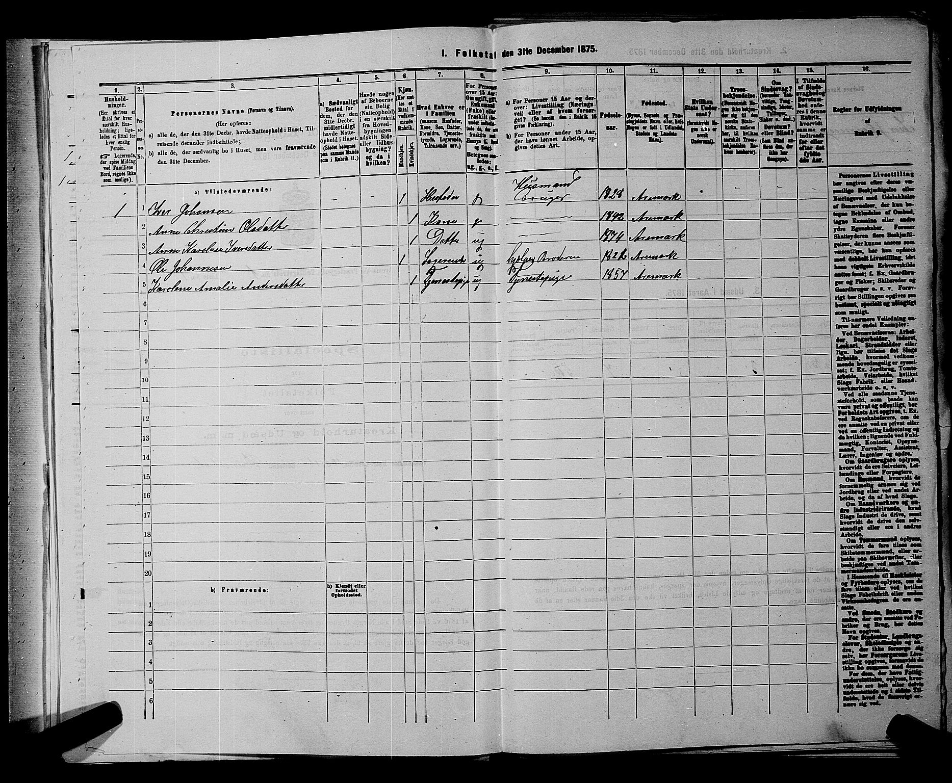 RA, 1875 census for 0118P Aremark, 1875, p. 46