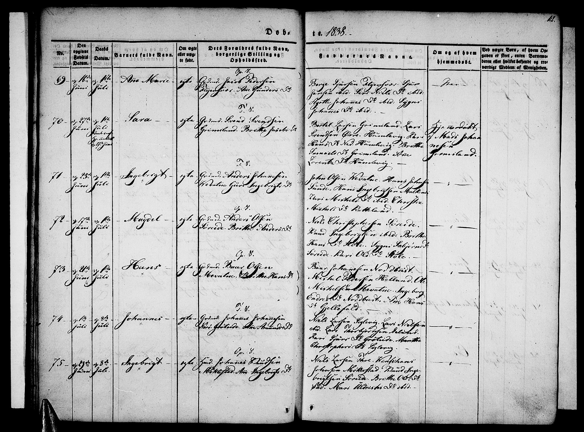 Tysnes sokneprestembete, SAB/A-78601/H/Haa: Parish register (official) no. A 9, 1837-1848, p. 12