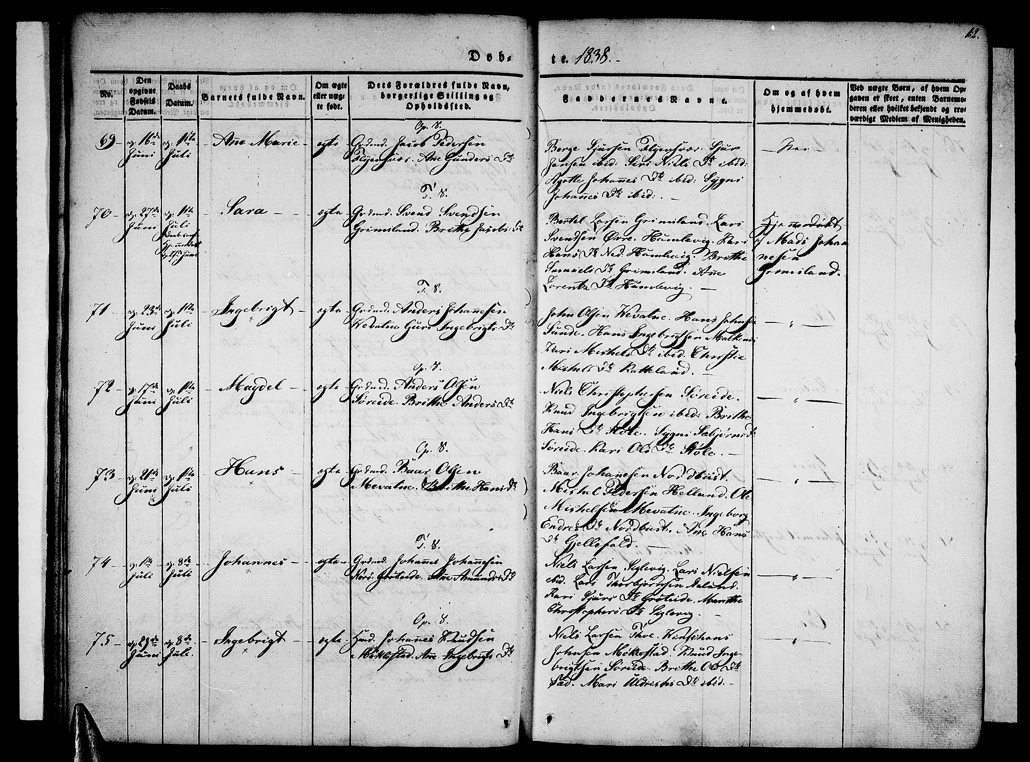 Tysnes sokneprestembete, AV/SAB-A-78601/H/Haa: Parish register (official) no. A 9, 1837-1848, p. 12