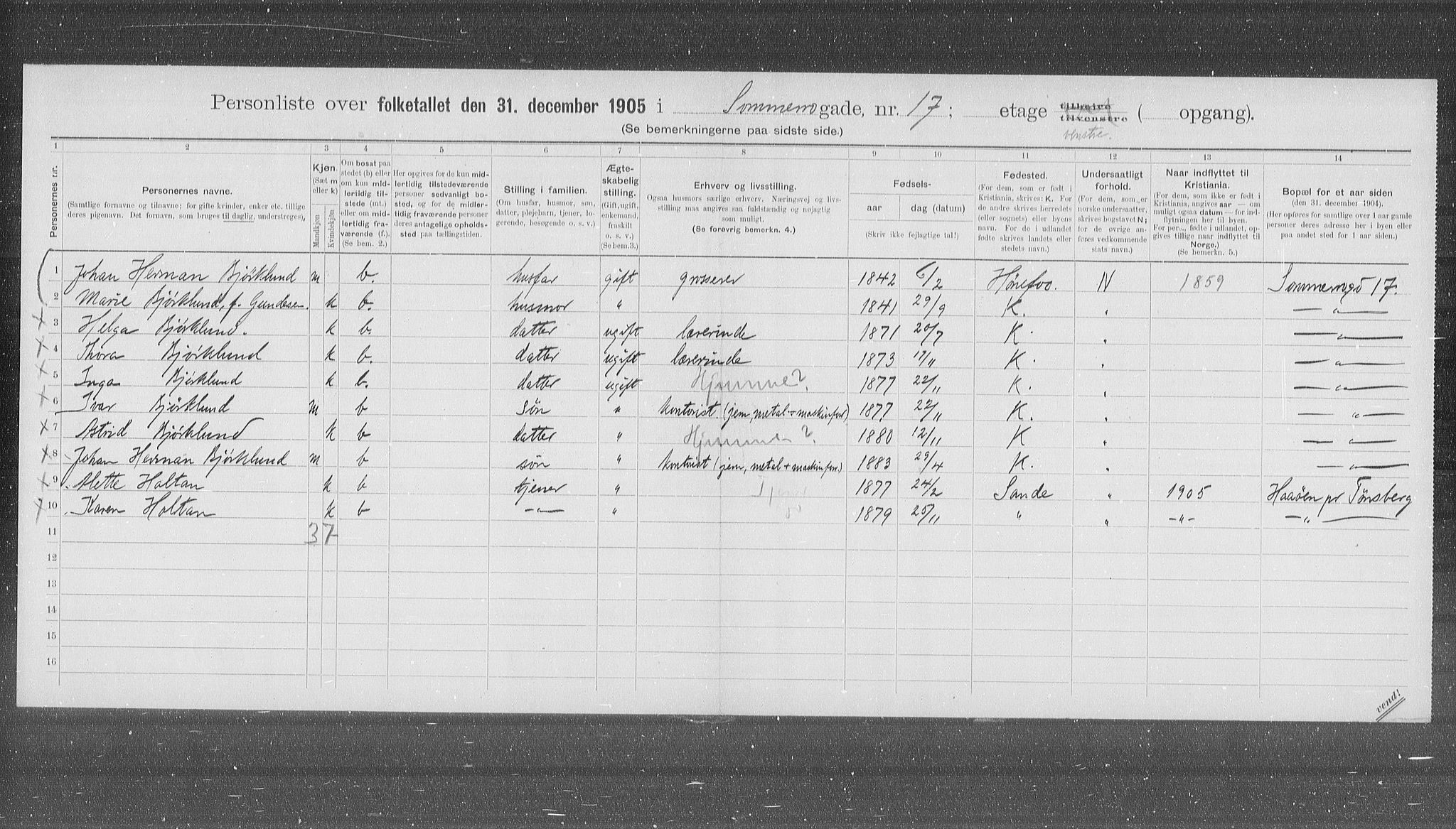 OBA, Municipal Census 1905 for Kristiania, 1905, p. 51776