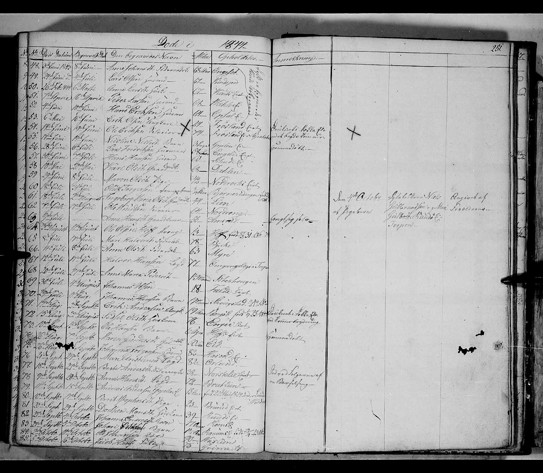 Land prestekontor, SAH/PREST-120/H/Ha/Hab/L0002: Parish register (copy) no. 2, 1833-1849, p. 251